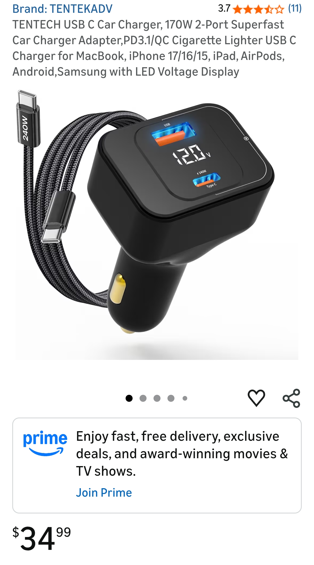 USB C Car Charger