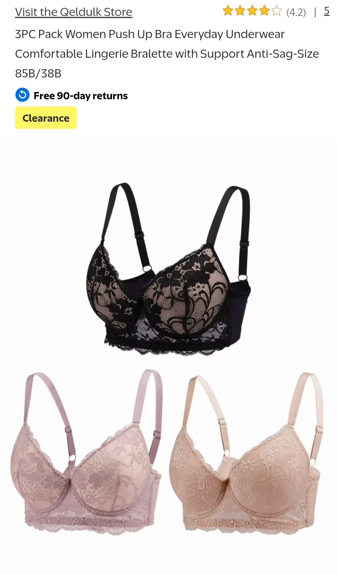 3PC Pack Women Push Up Bra
