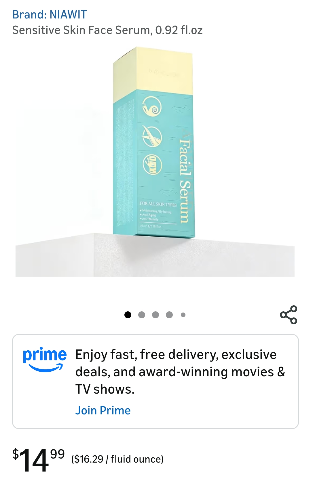 Sensitive Skin Face Serum, 0.92 fl.oz