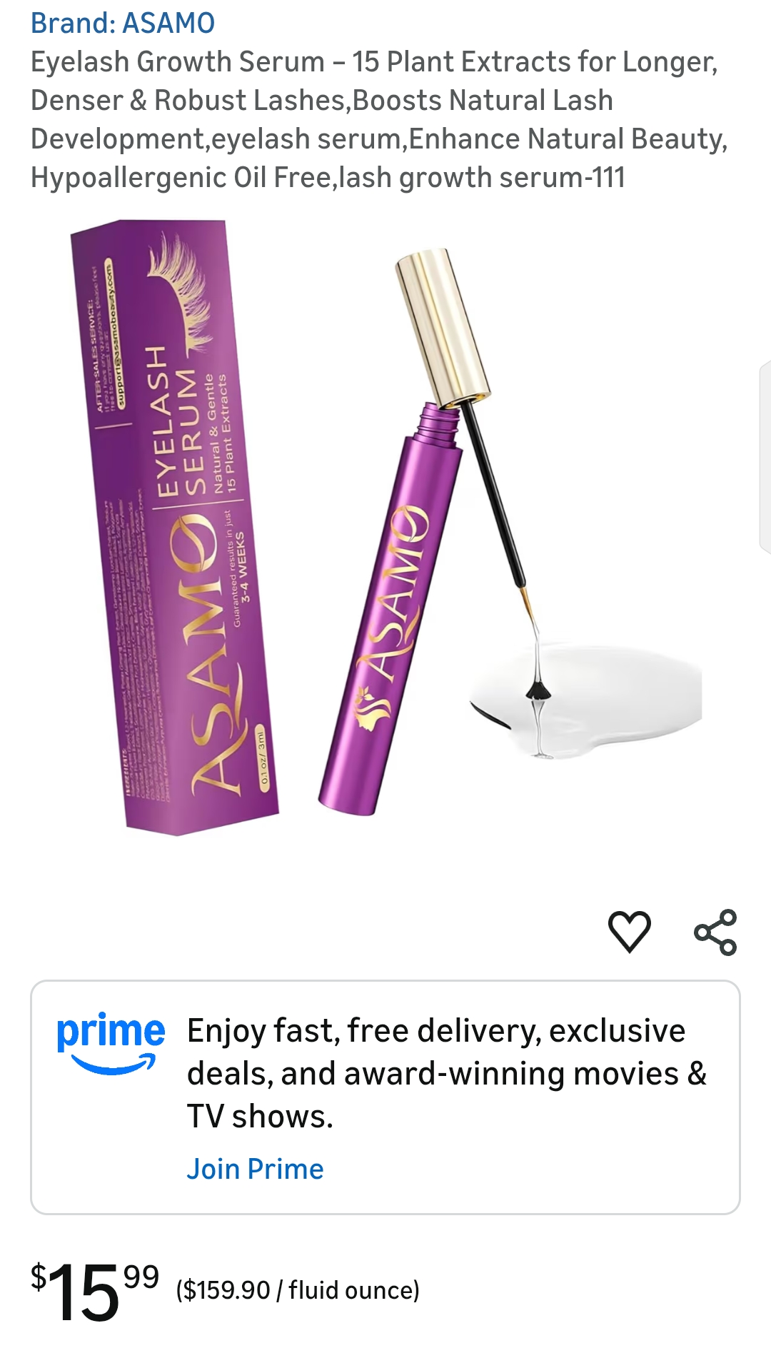 ASAMO Eyelash Growth Serum Development Hypoallergenic