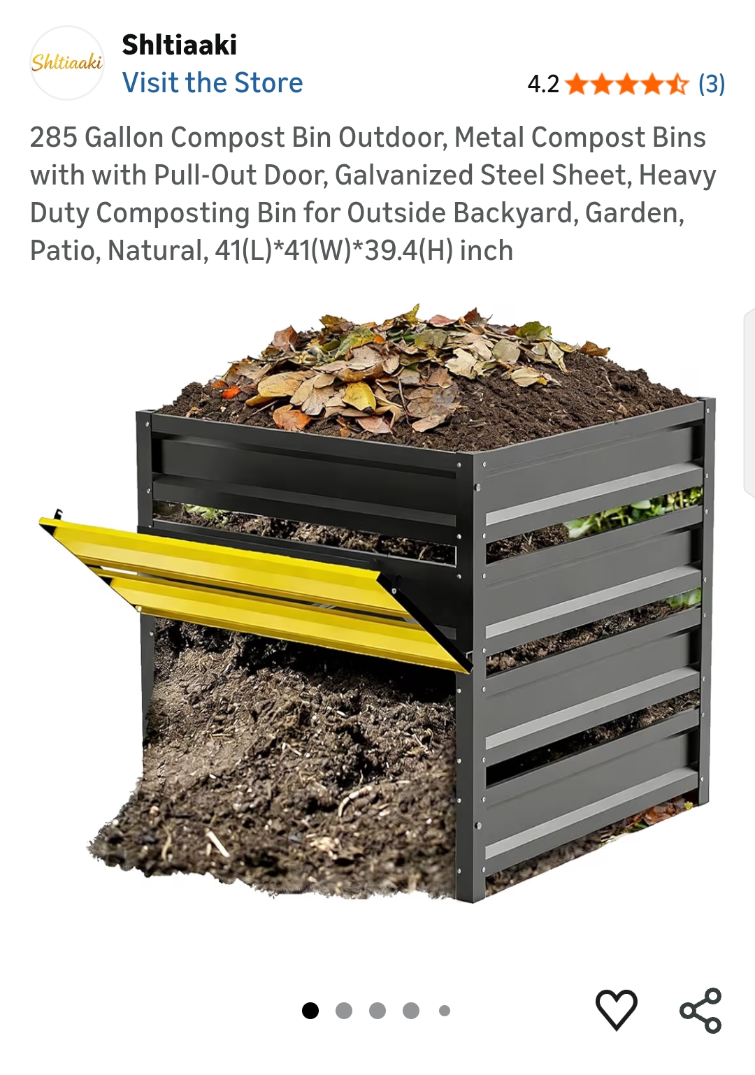 285 Gallon Compost Bin Outdoor, Metal Compost Bins with