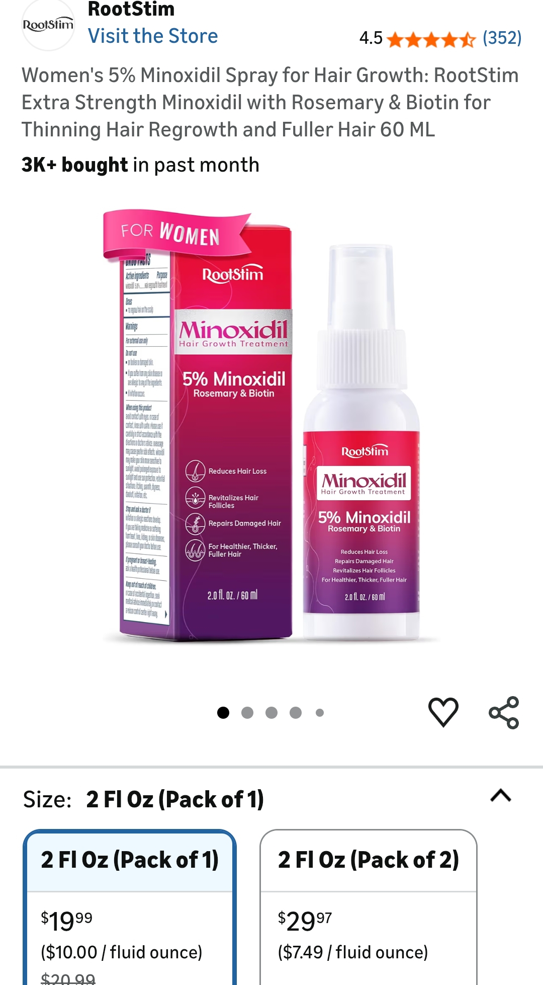 Women's 5% Minoxidil Spray for Hair Growth: RootStim Extra