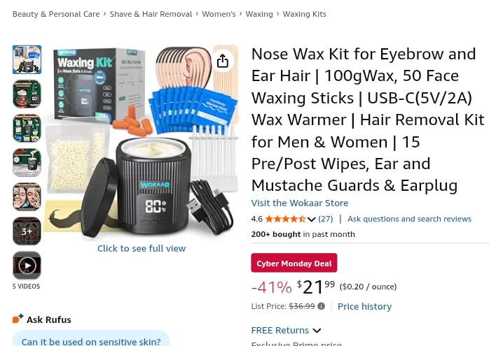 Nose and ear wax kit men