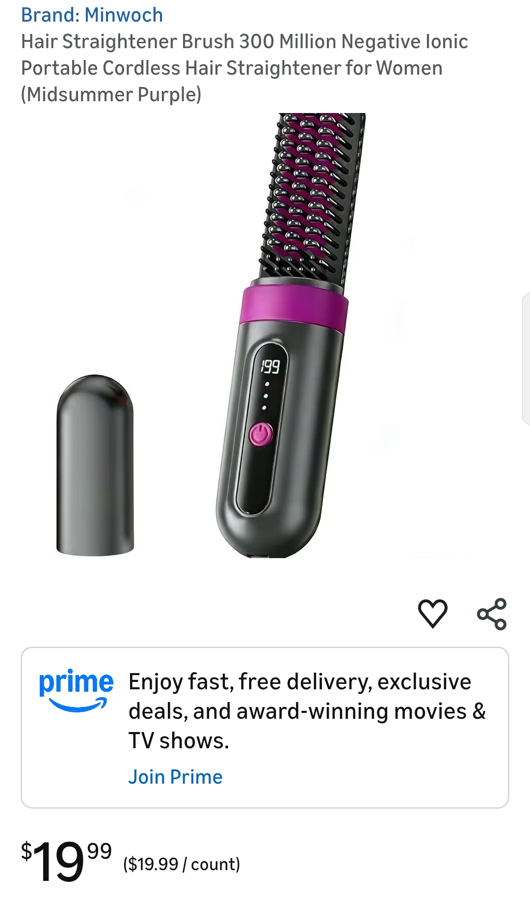 Hair Straightener Brush 300 Million Negative Ionic