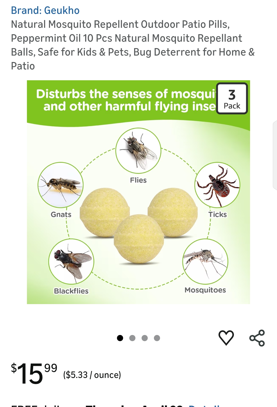 Natural Mosquito Repellent Outdoor Patio Pills,