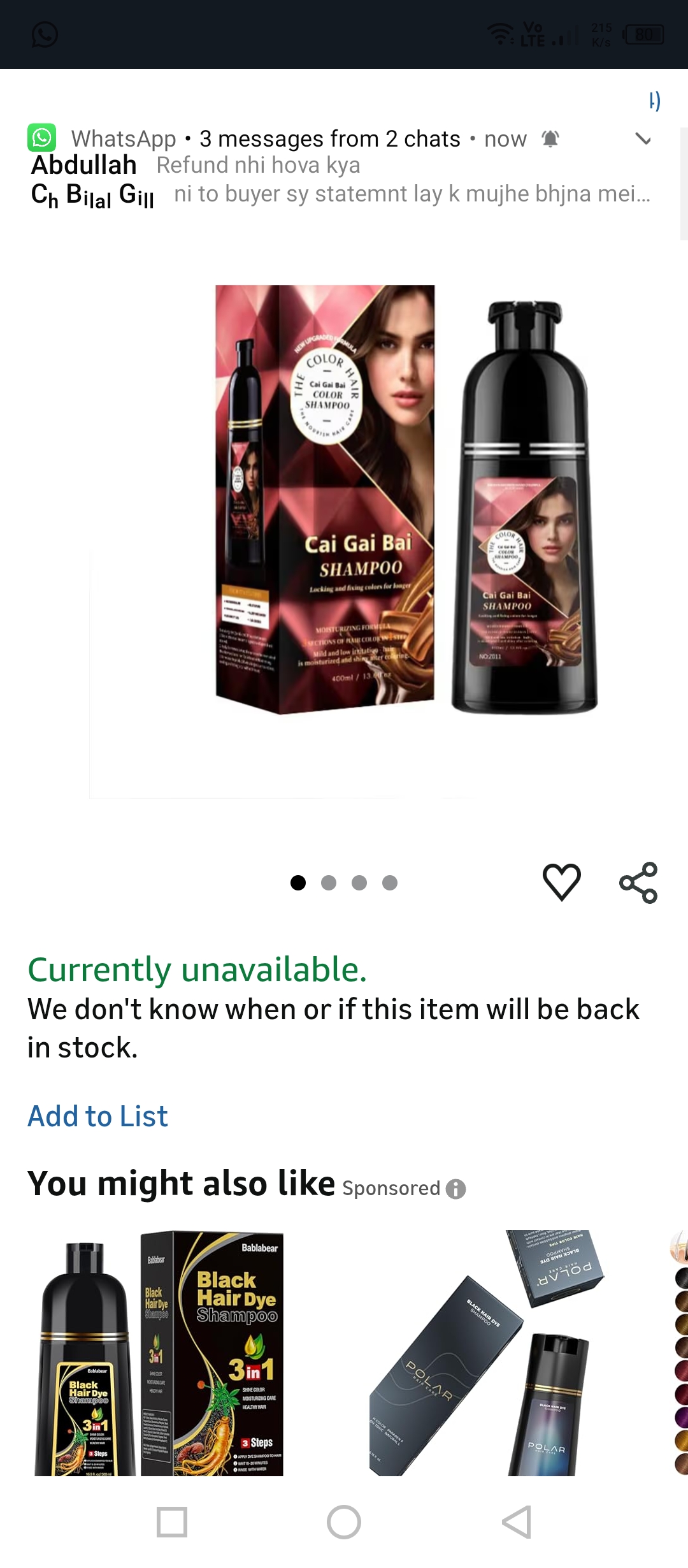 Black Hair Dye Shampoo