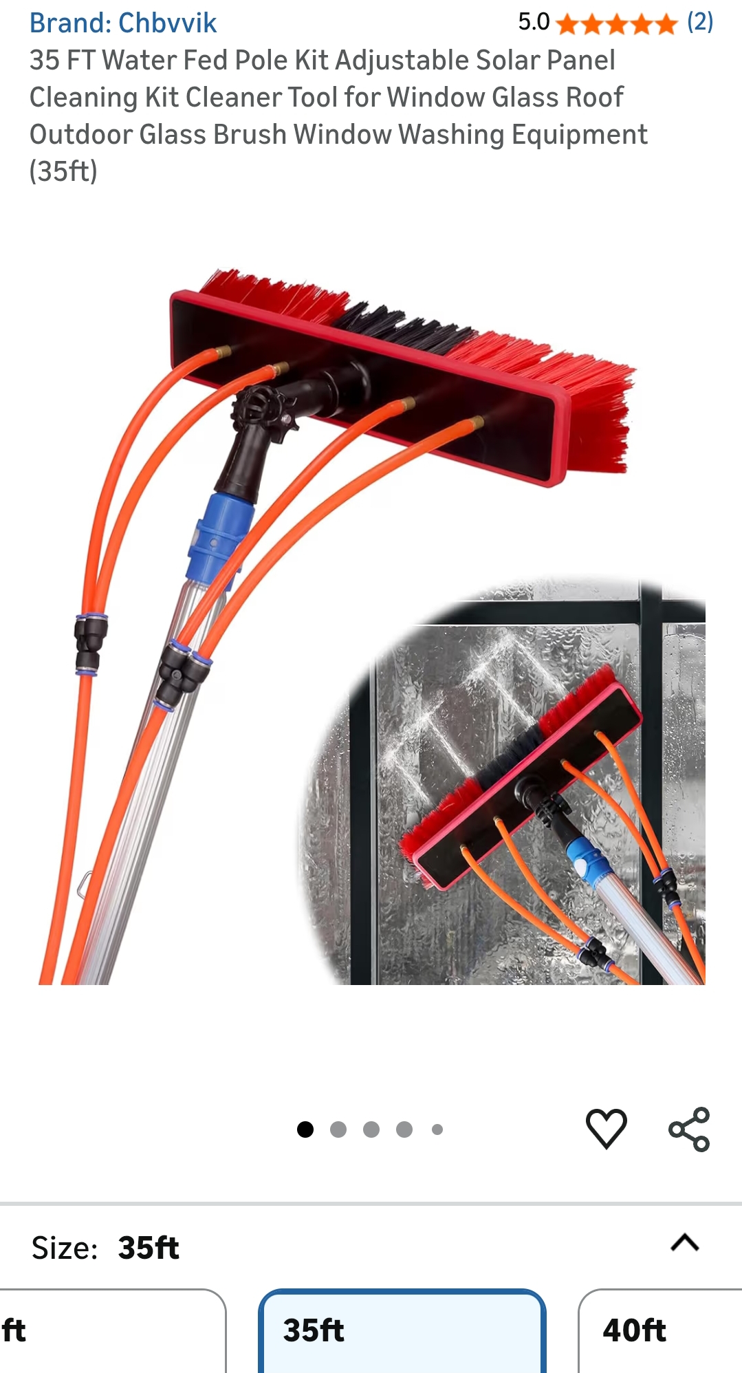 solar panel cleaning brush and pole