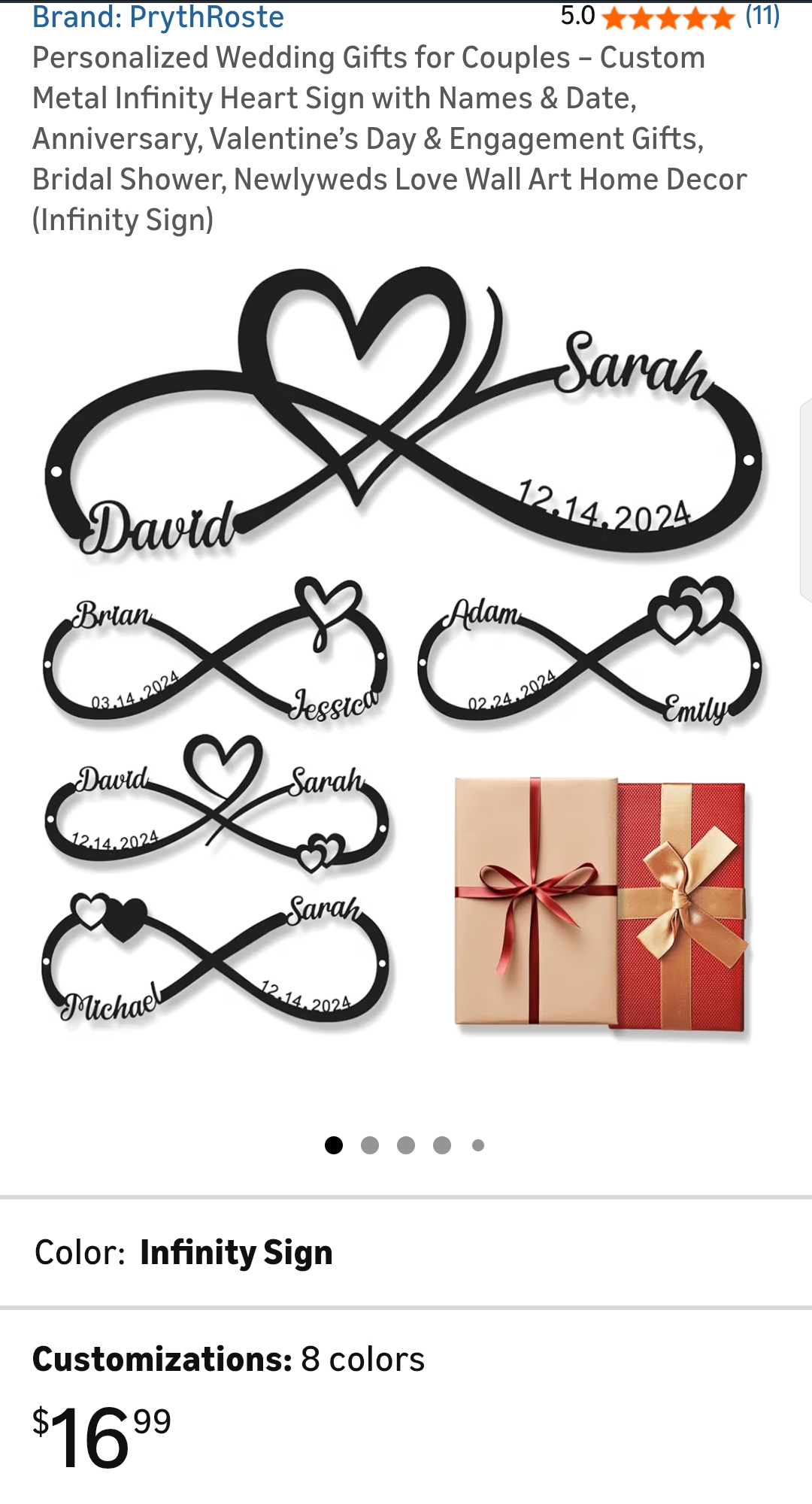 wedding gifts personalized infinity sign