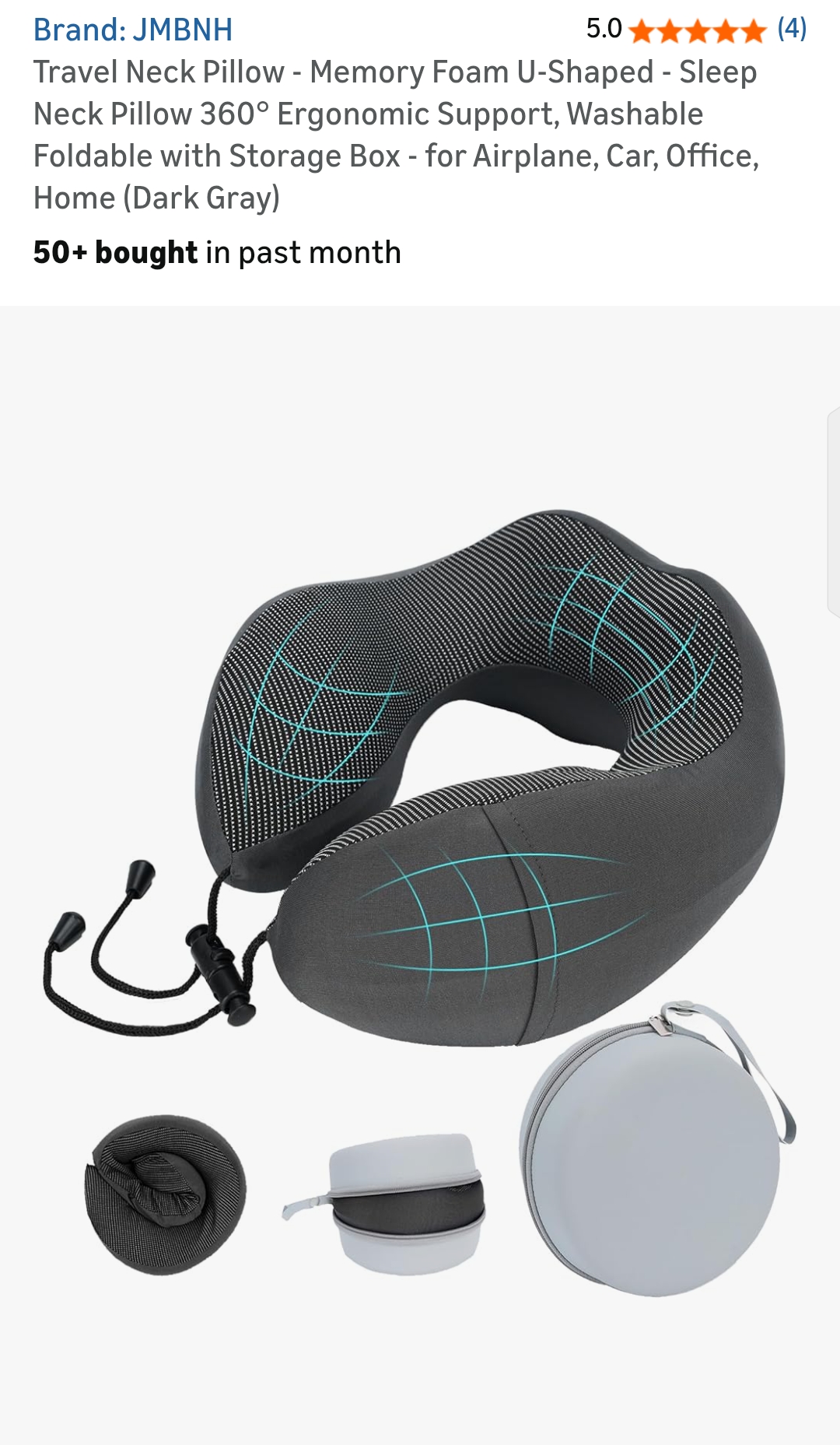 100% Memory Foam Travel Neck Pillow