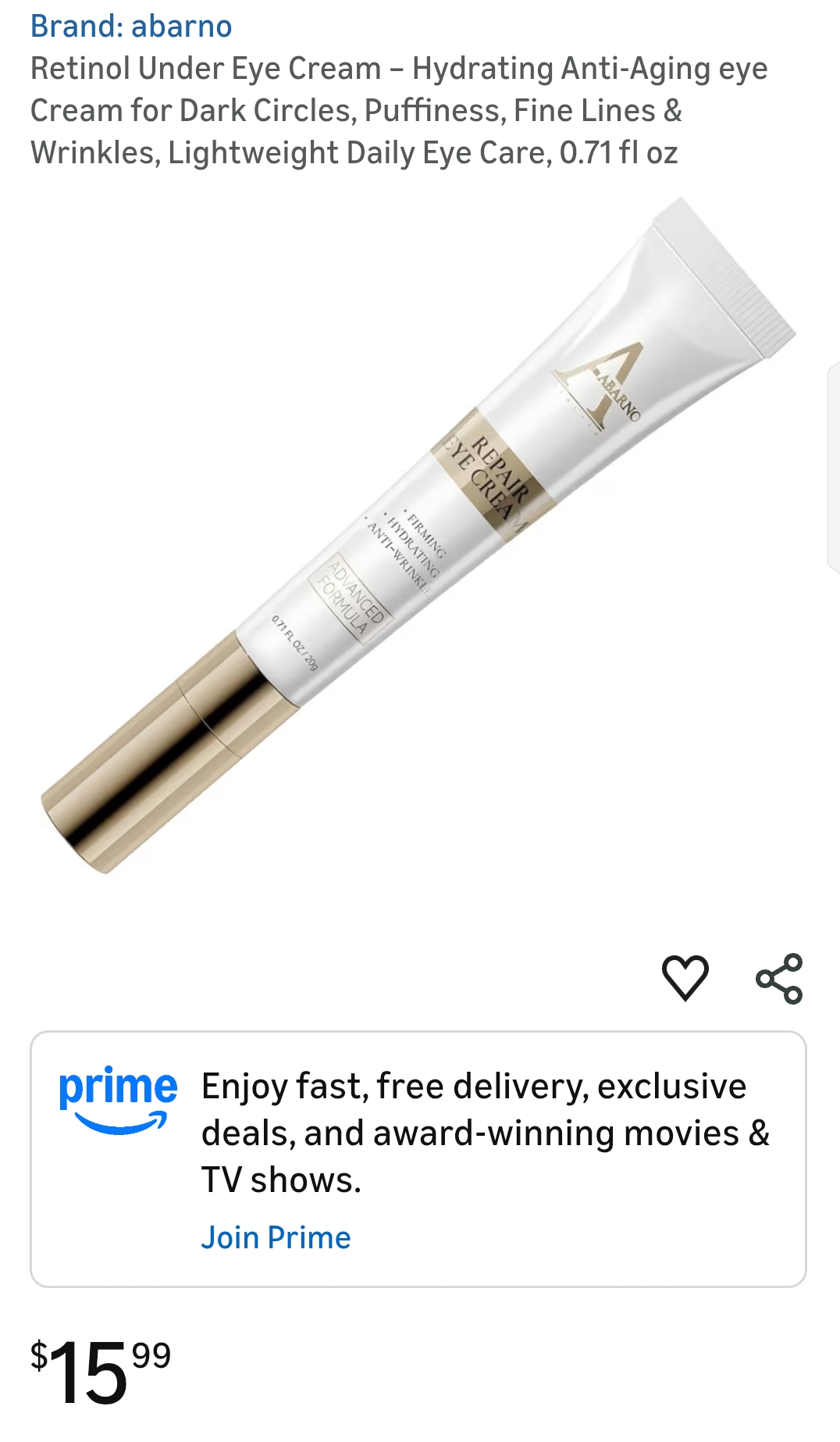 Abarno Retinol Cream Circles Puffiness