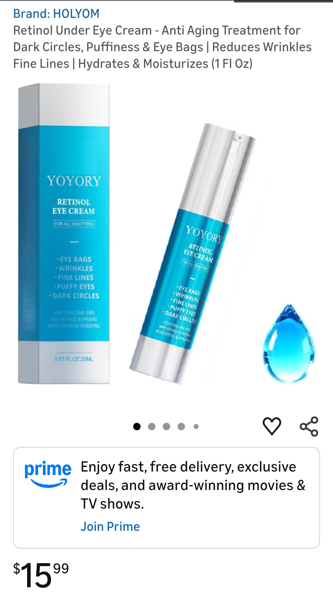 Retinol Under Eye Cream - Anti Aging Treatment for Dark