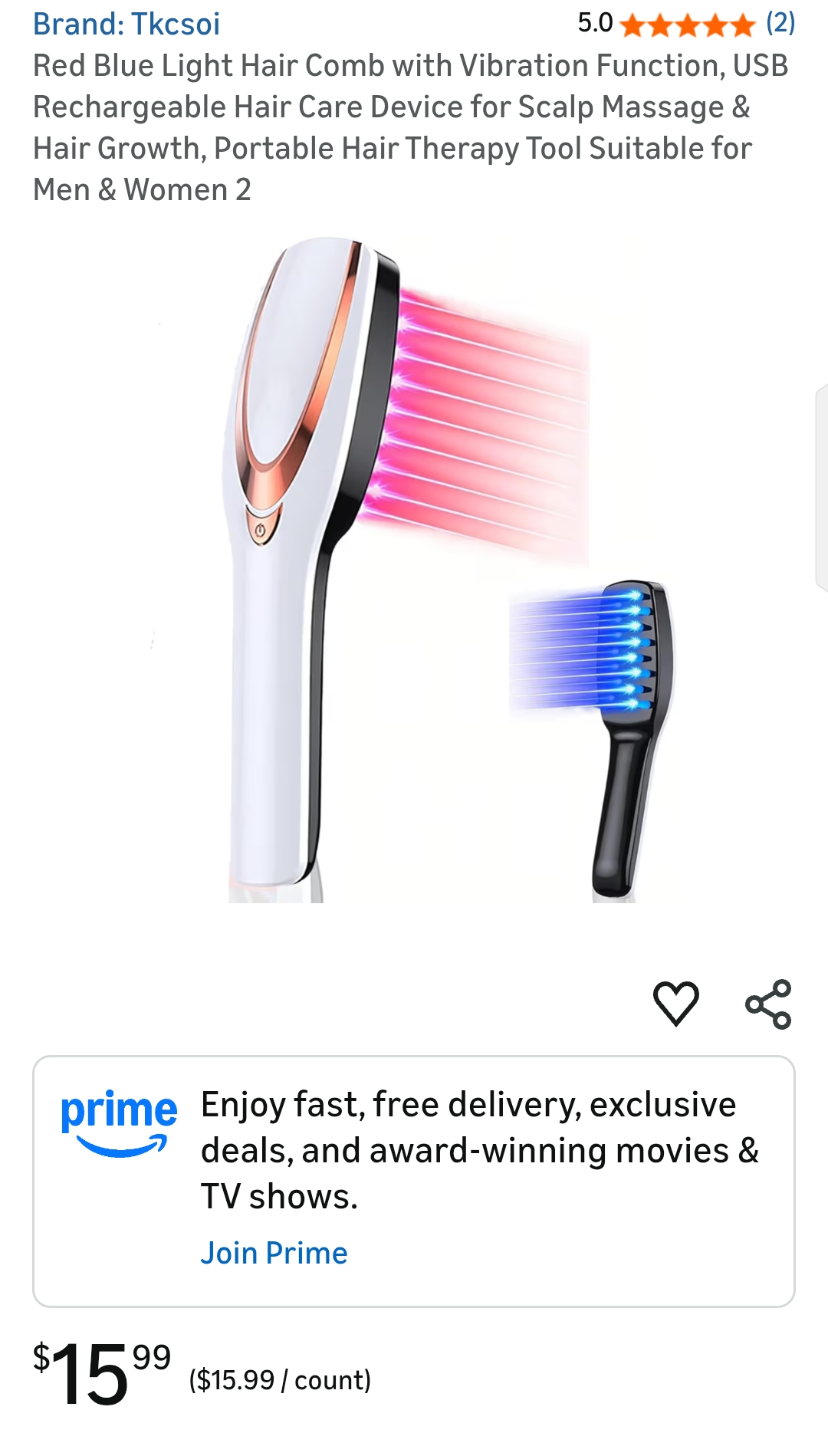 Red Blue Light Hair Comb