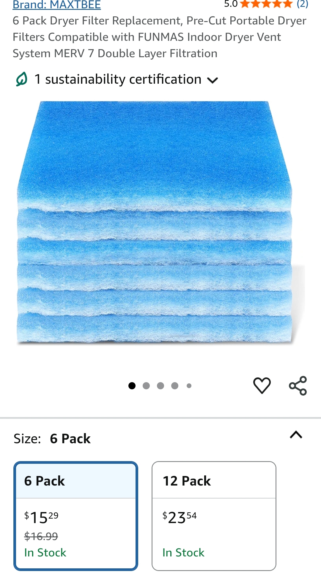 pre-cut portable dryer filters