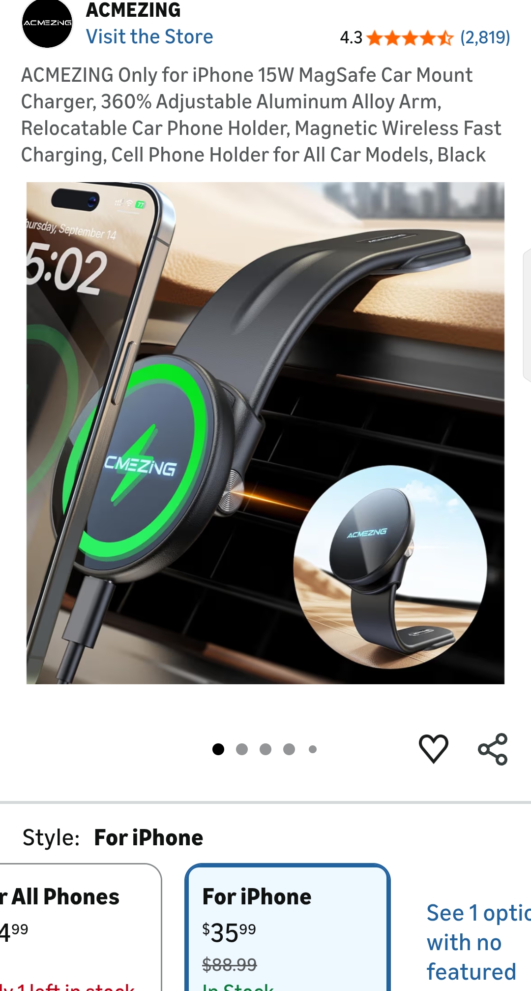 ACMEZING car mount charger