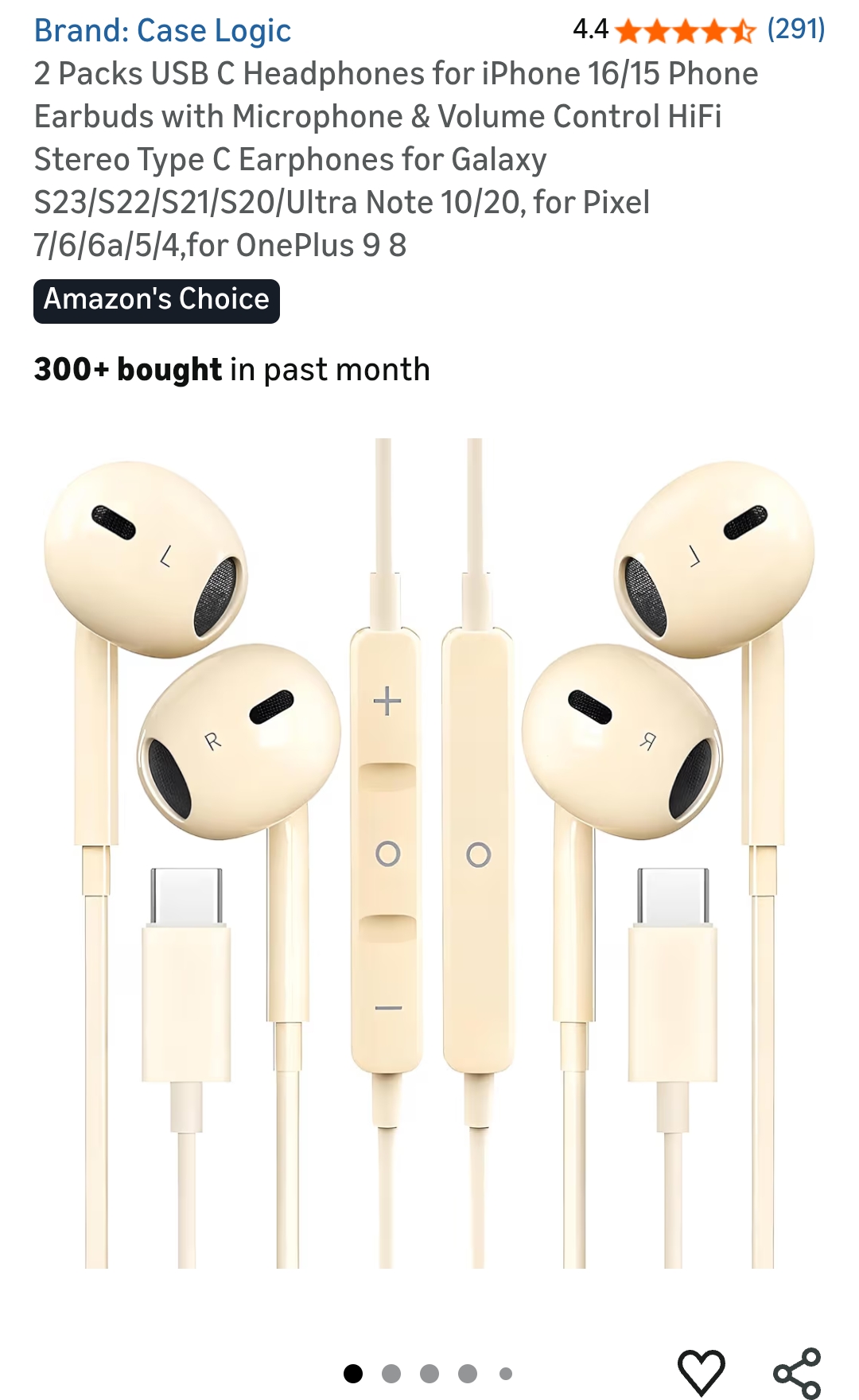 2 Packs USB C Headphones for iPhone 16