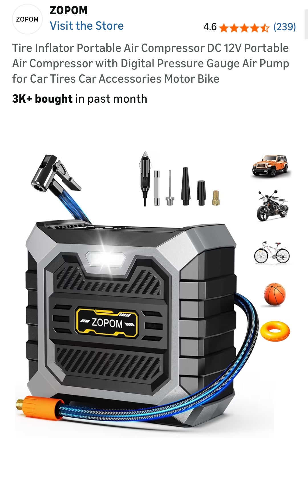 tire inflator portable air compressor