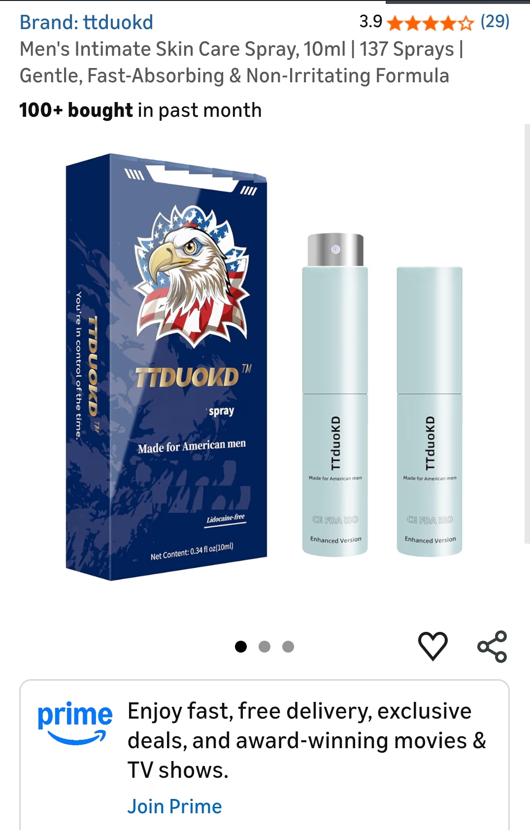 Men's Intimate Skin Care Spray