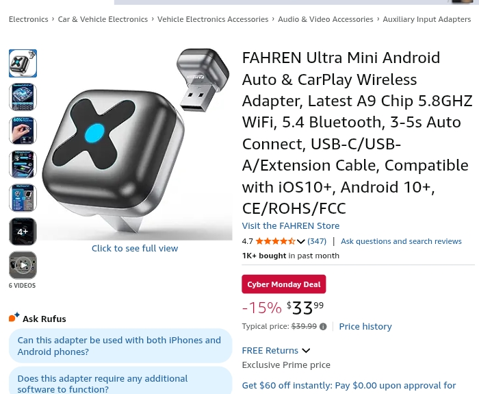wireless carplay adapter uk