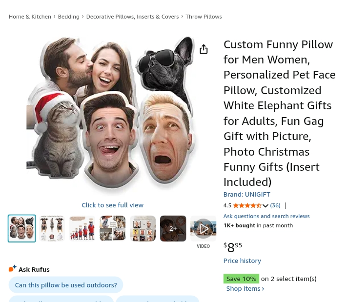 Custom Funny Pillow for Men Women