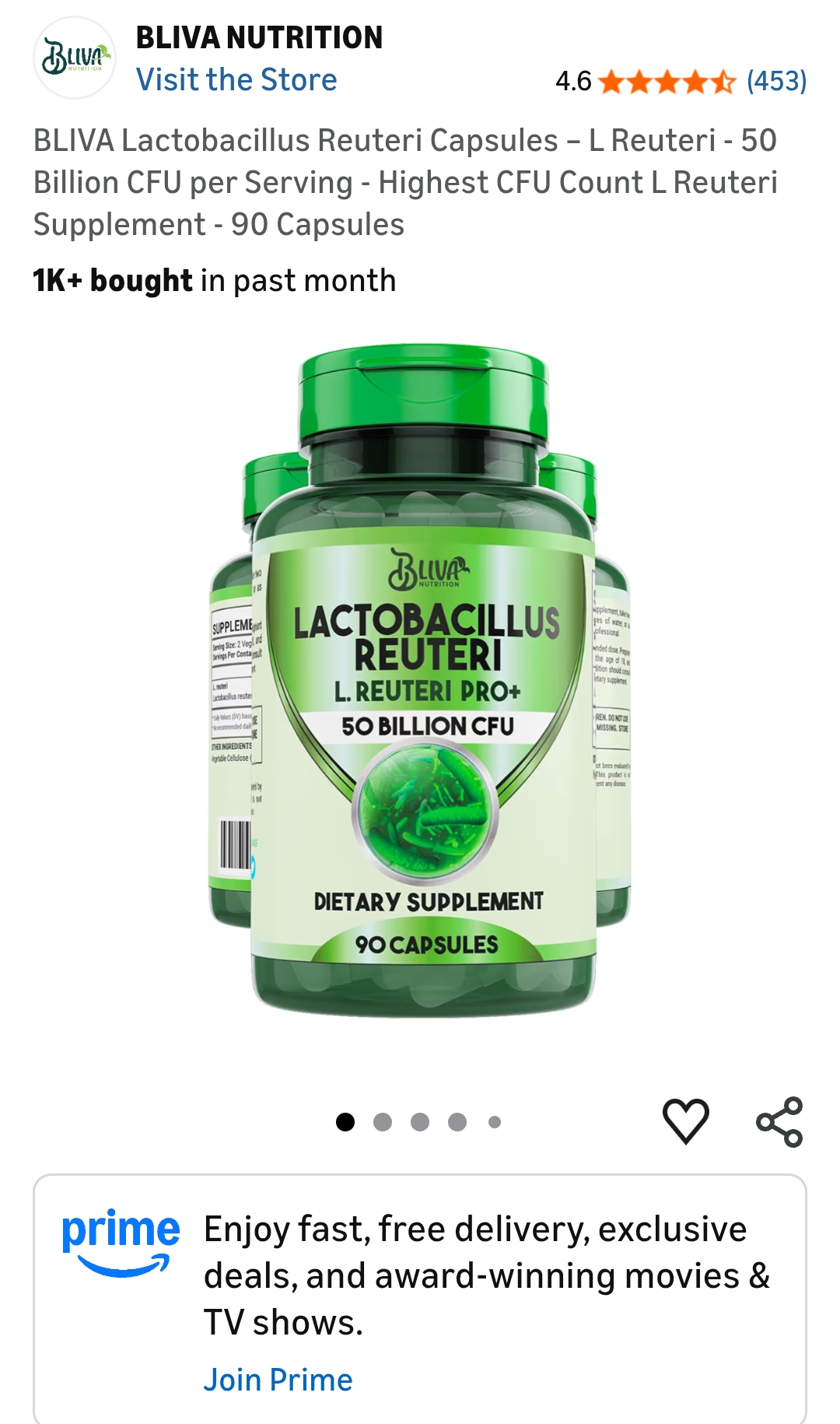 BLIVA Lactobacillus Reuteri Capsules