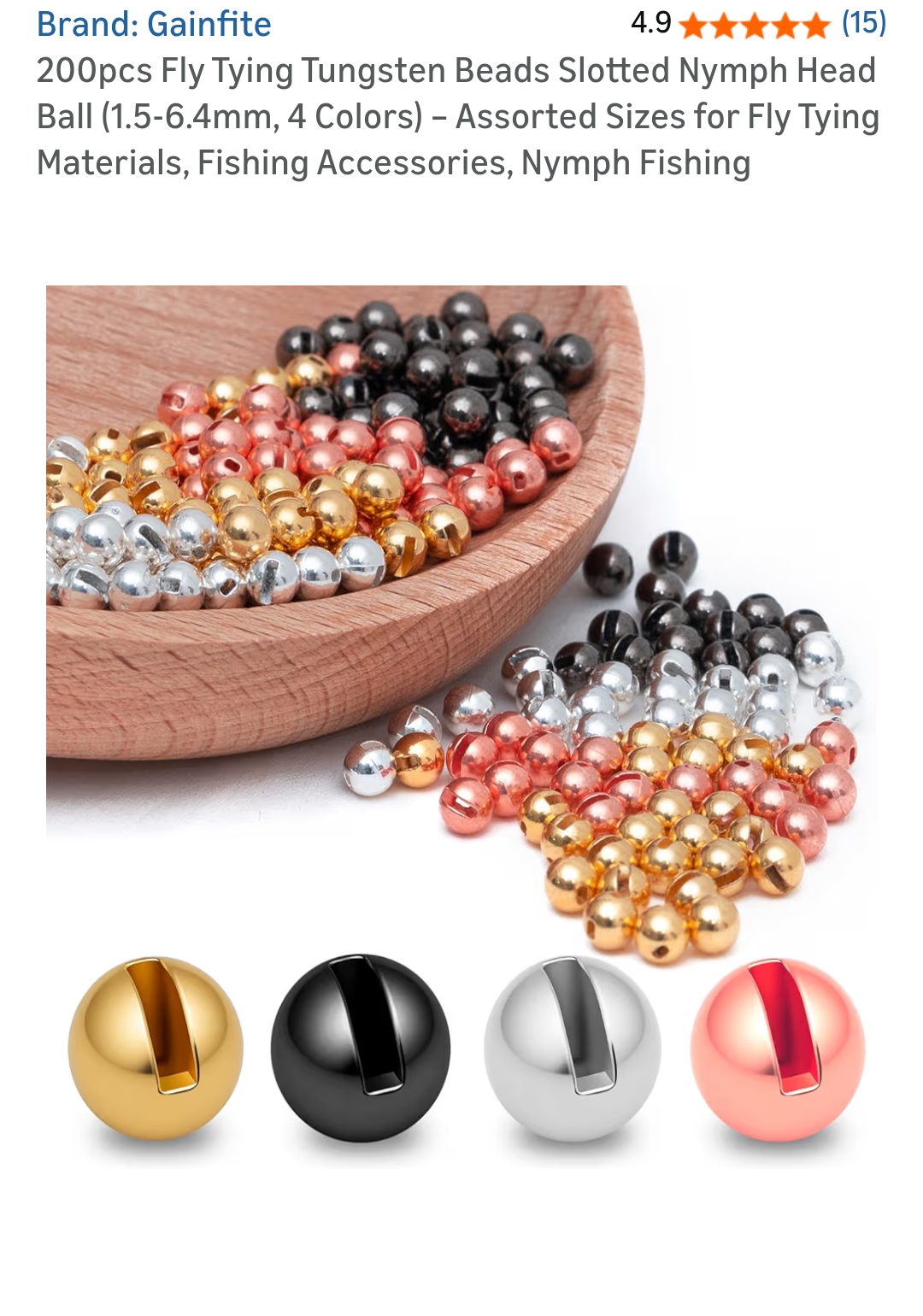 50pcs Slotted Tungsten Beads for Fly