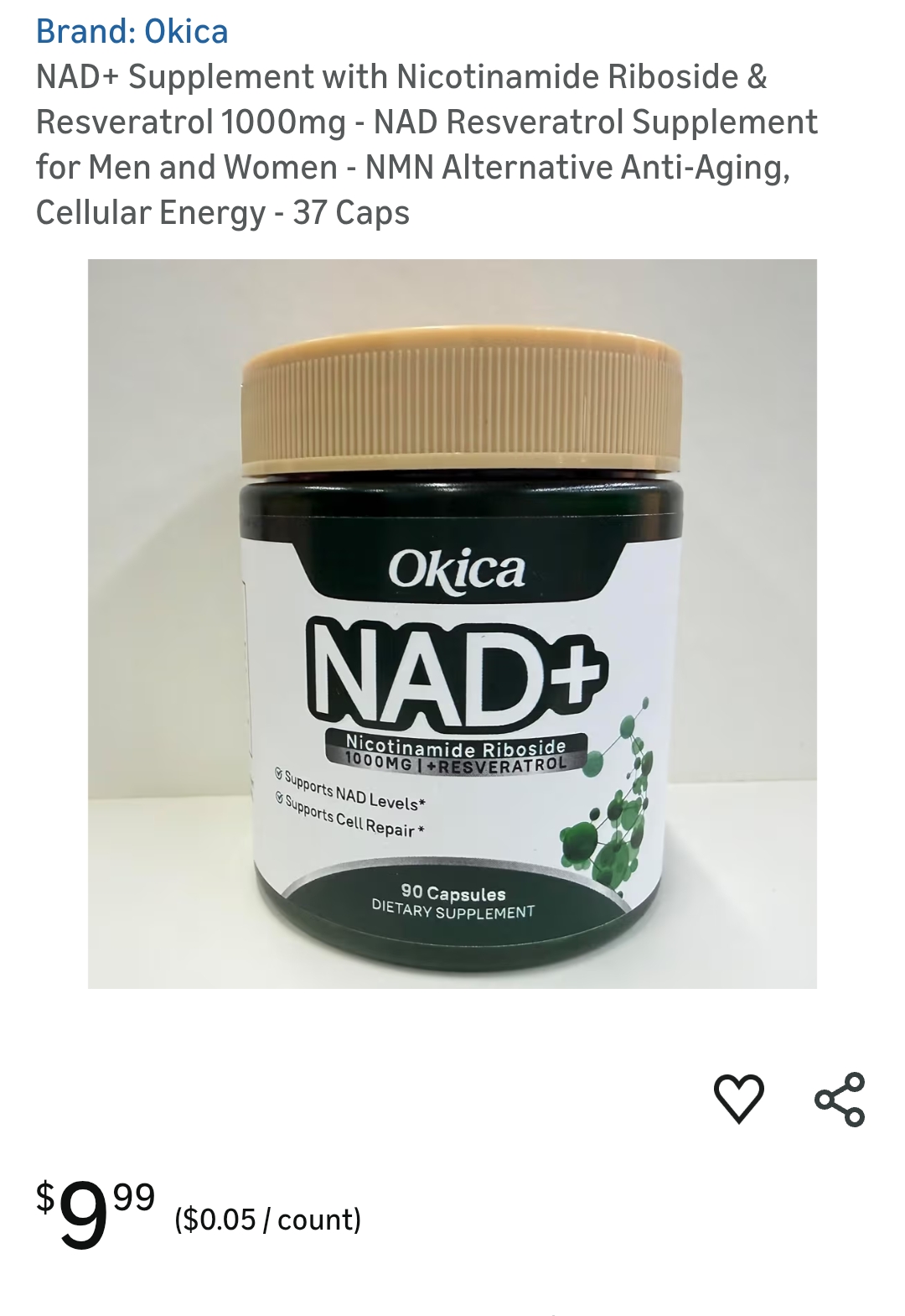 NAD+ Supplement with Nicotinamide
