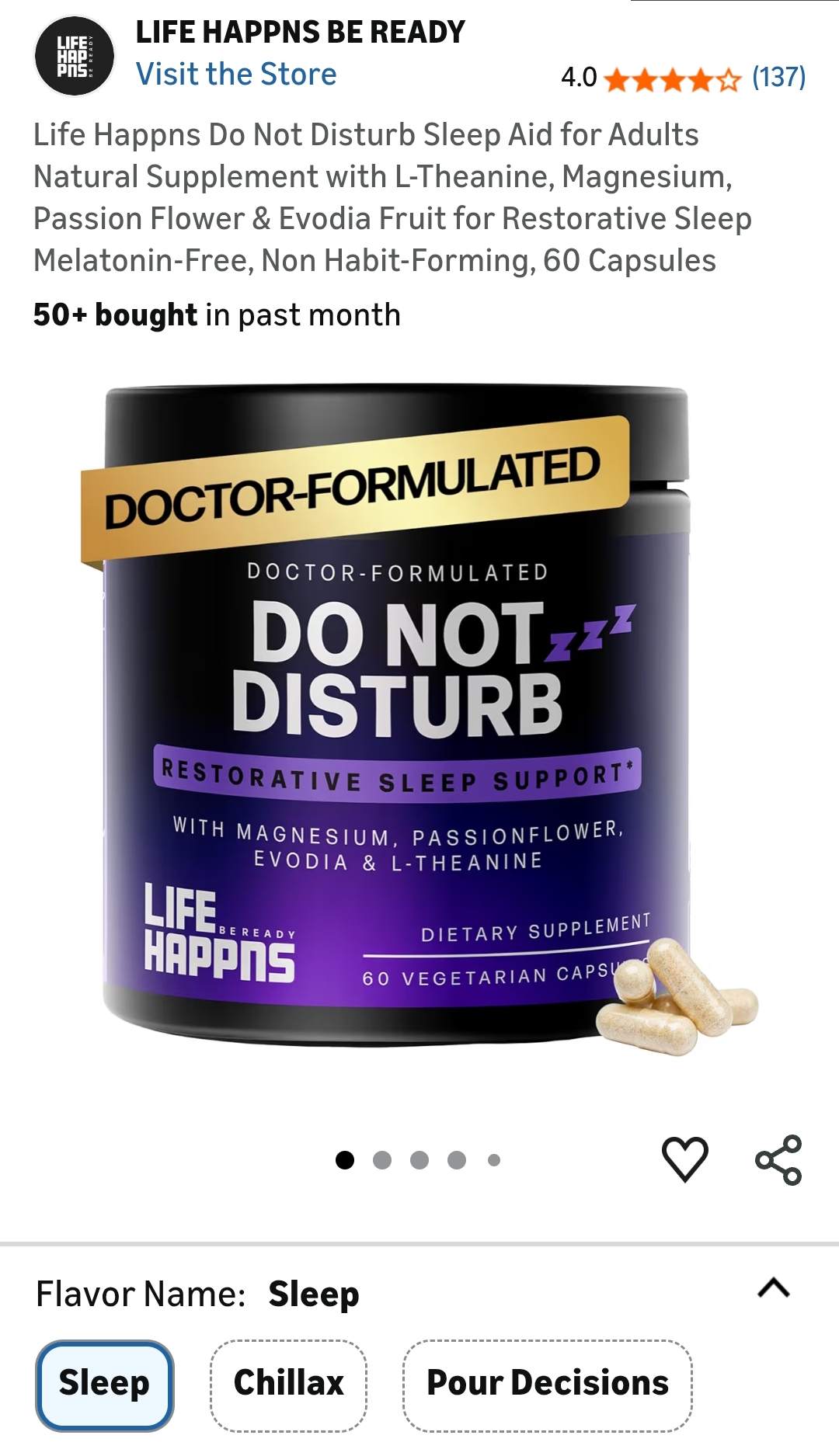 Life Happns Do Not Disturb Sleep Aid for Adults Natural Supplement with L-Theanine