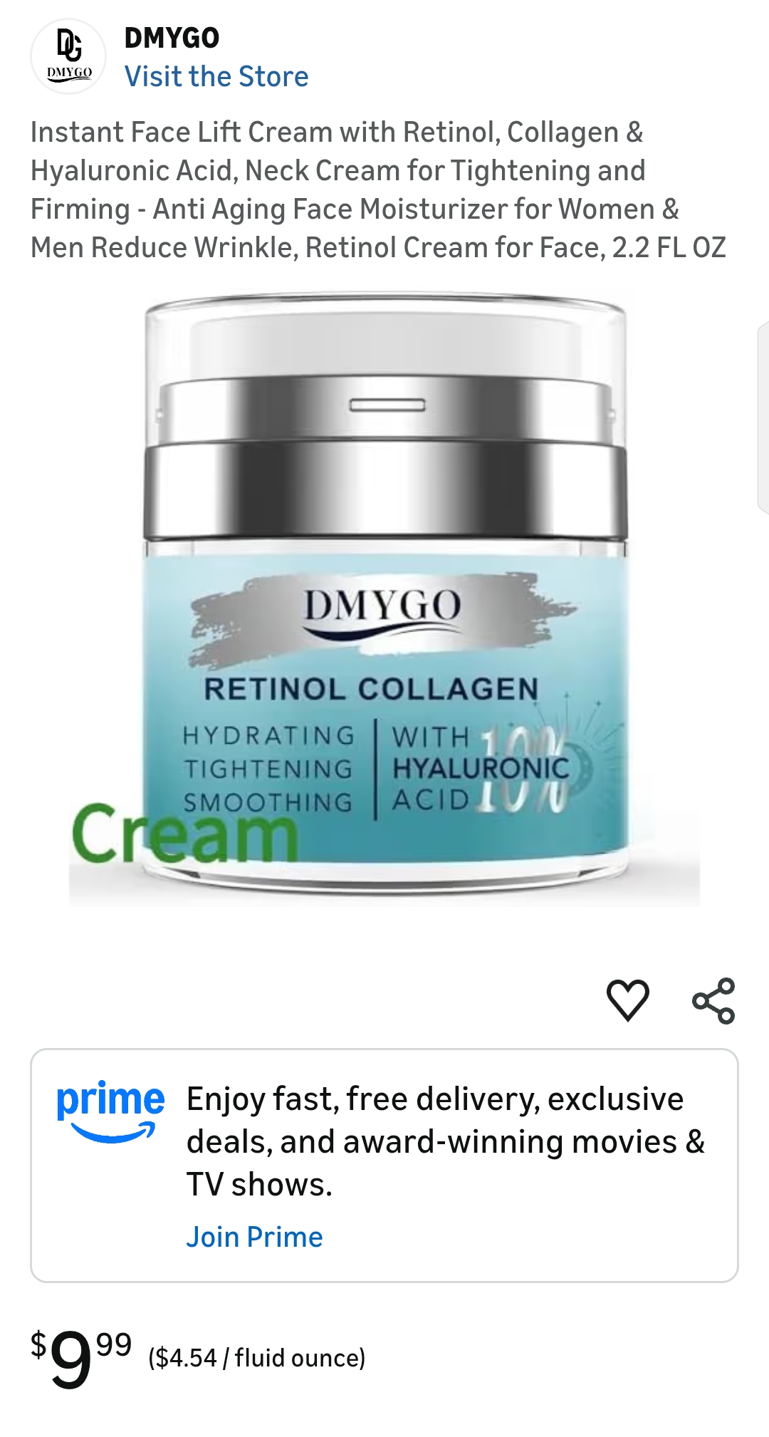 Instant Face Lift Cream with Retinol, Collagen &