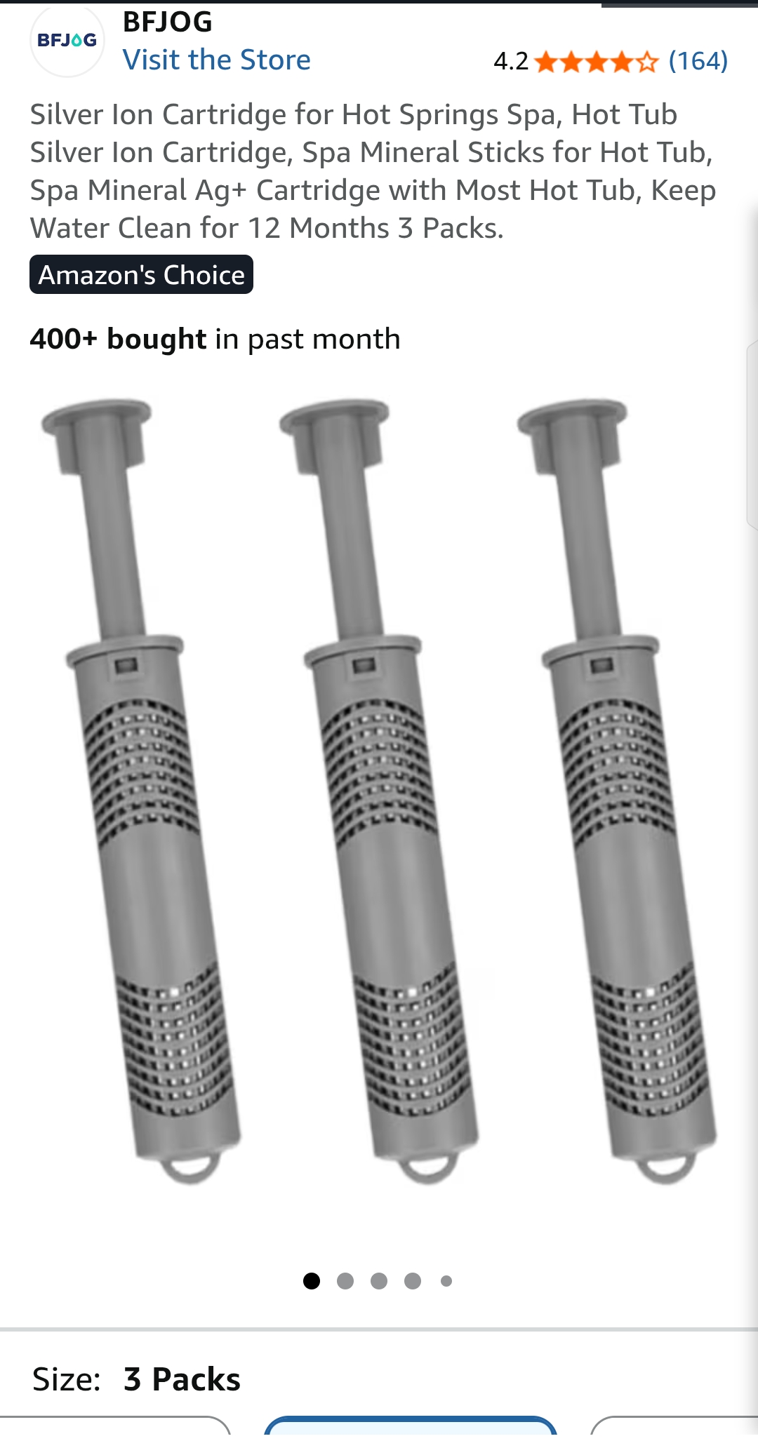 Silver Ion Cartridge for Hot Springs Spa, Hot Tub Silver Ion Cartridge, Spa Mineral Sticks for Hot Tub, Spa Mineral Ag+ Cartridge with Most Hot Tub, Keep Water Clean for 12 Months 3 Packs.