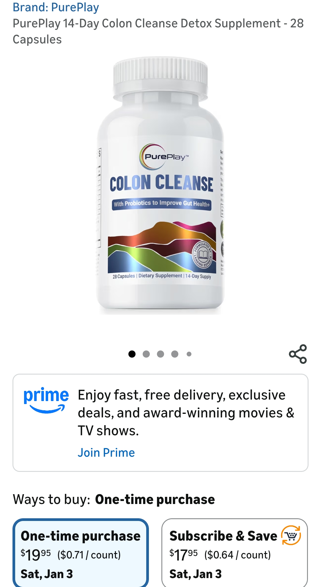 PurePlay 14-Day Colon Cleanse Detox Supplement - 28 Capsules