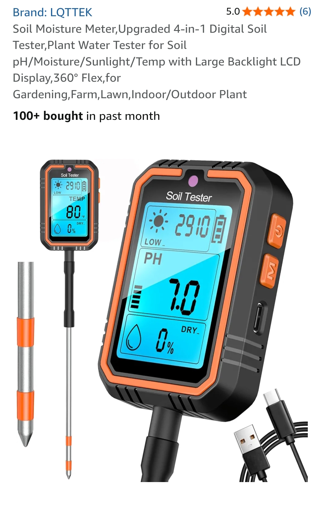 soil moisture meter ph tester for plant