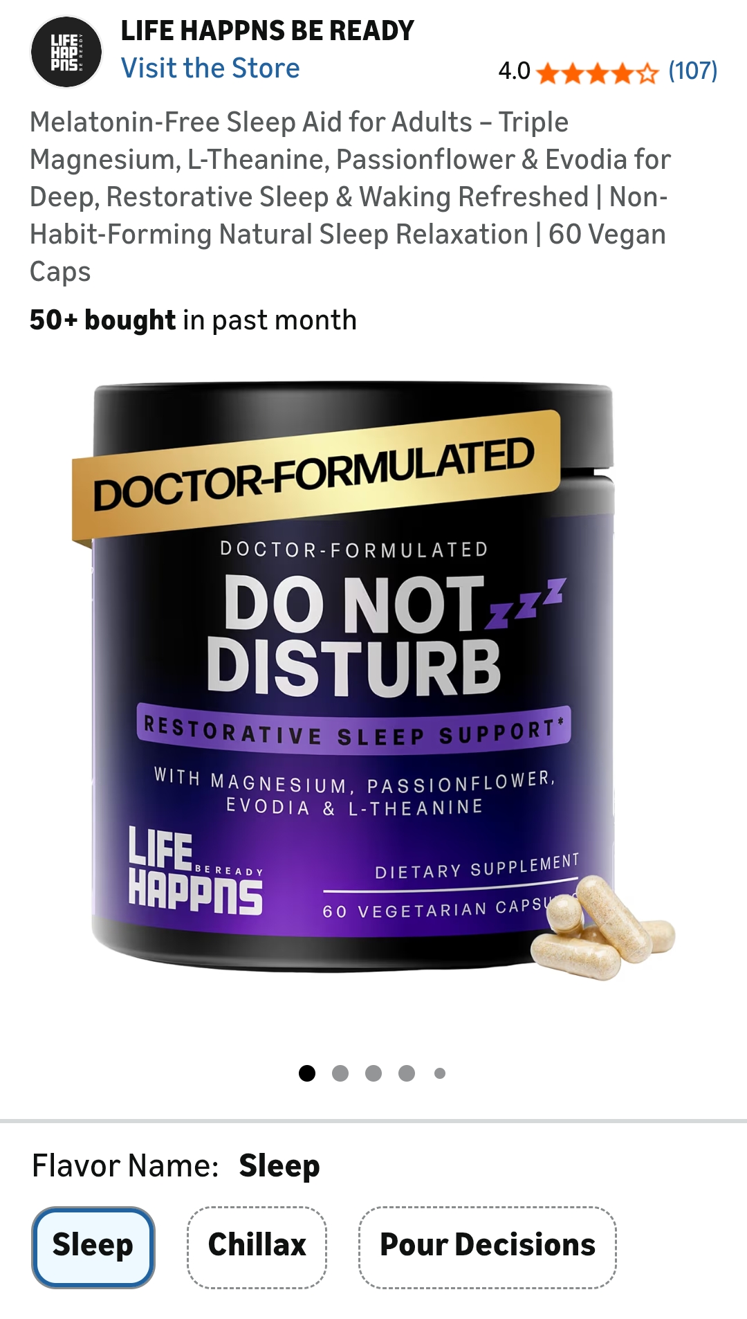 Life Happns Do Not Disturb Sleep Aid for Adults Natural Supplement with L-Theanine