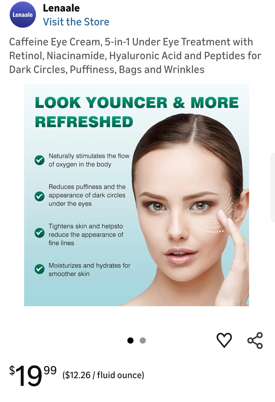 Caffeine Eye Cream, 5-in-1 Under