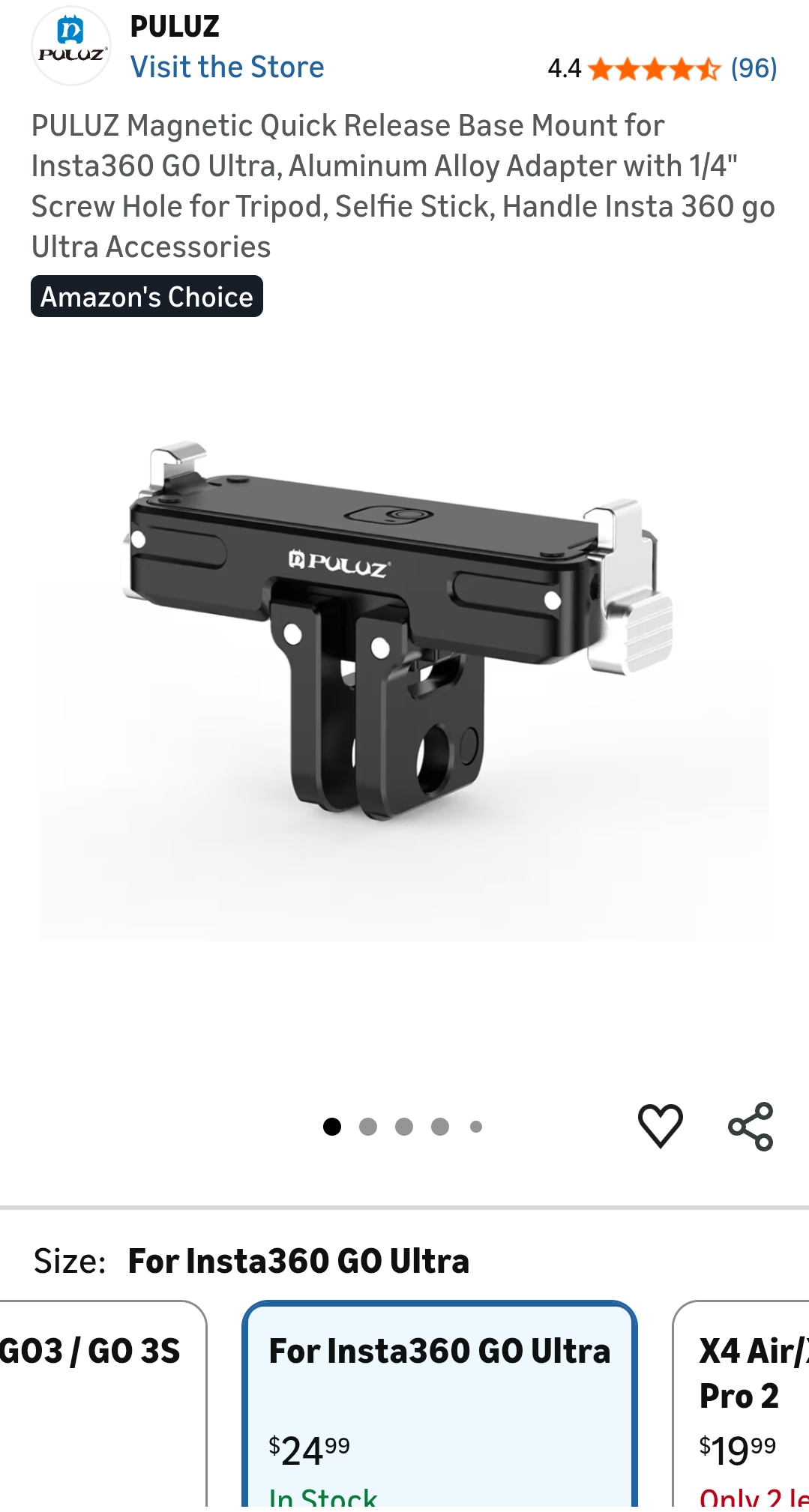 insta360 go ultra quick release mount