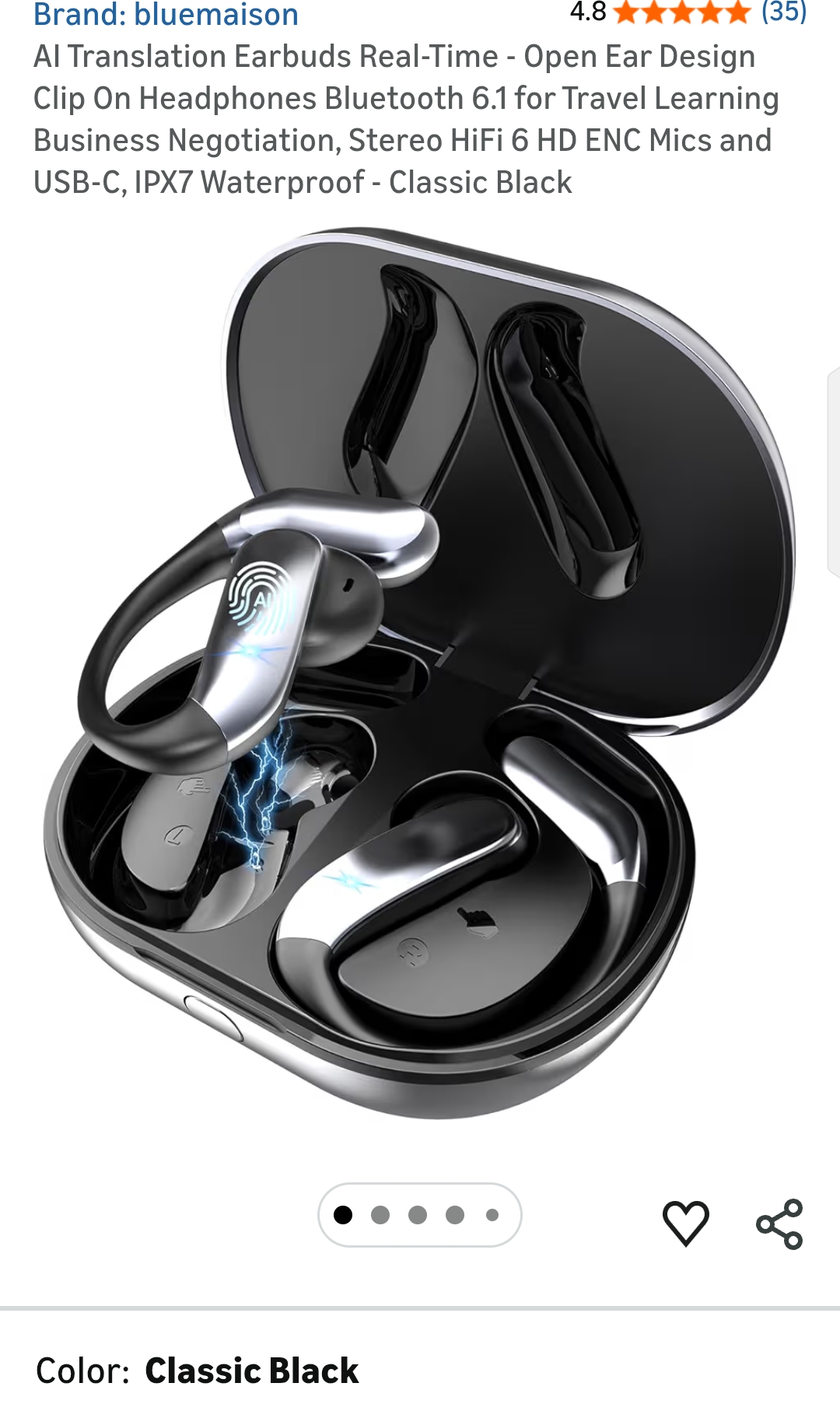 clip on headphones bluetooth 6.1 with ENC