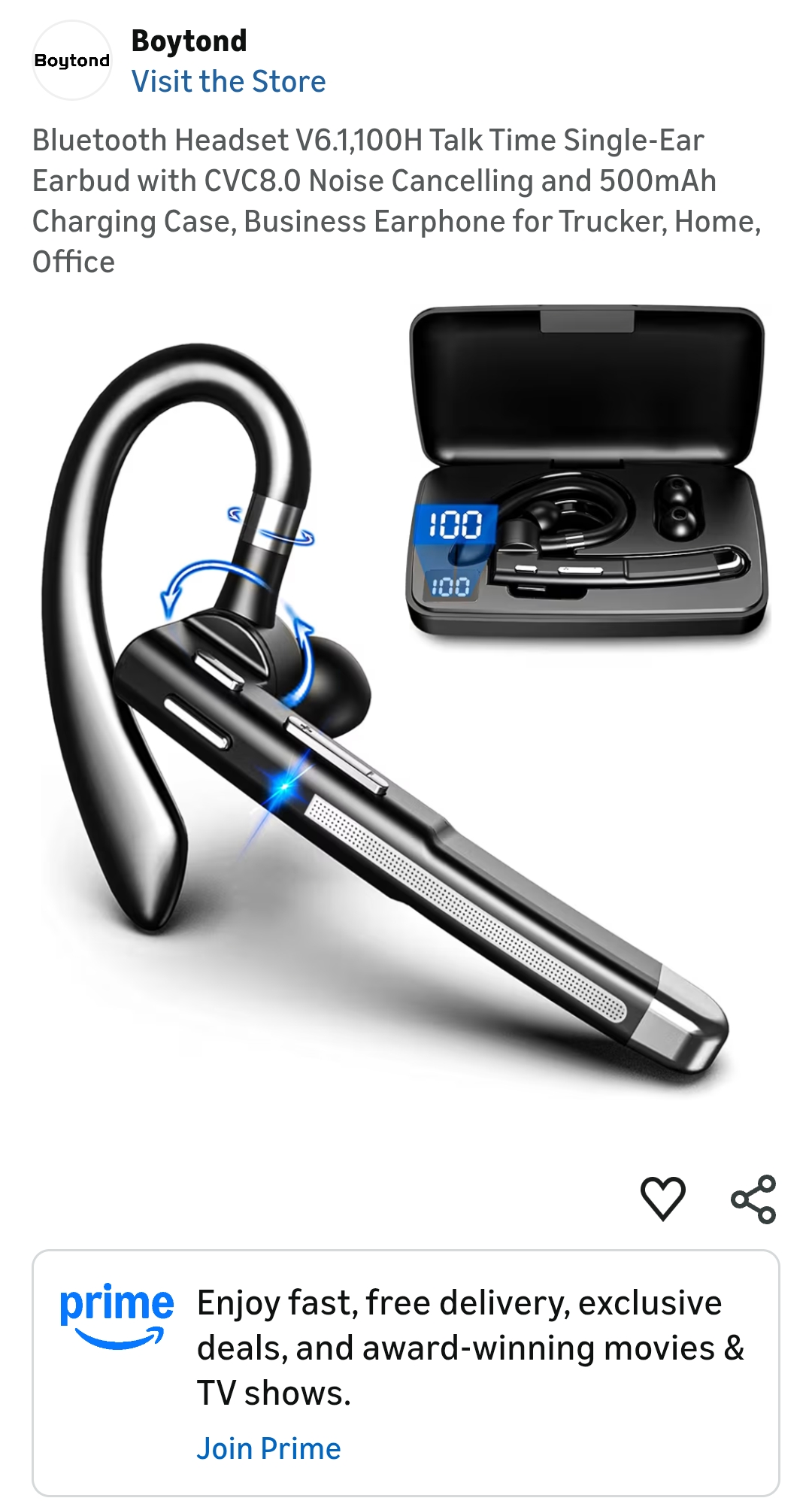 500mAh Charging Case Business Earphone