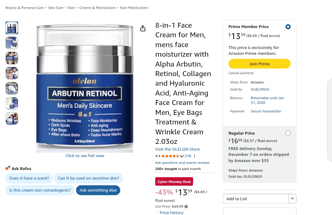 particle face cream for men