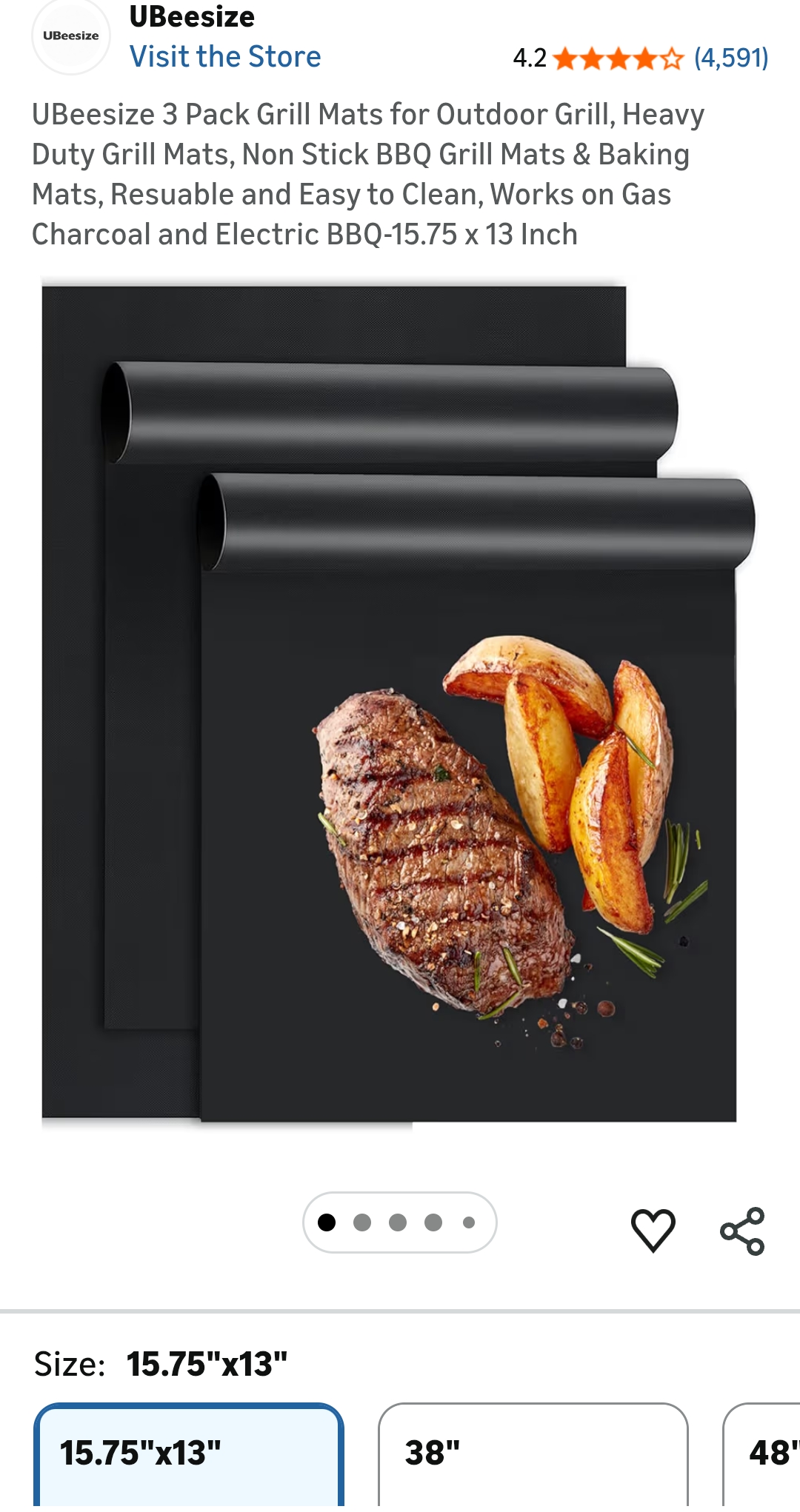 UBeesize 3 Pack Grill Mats for Outdoor Grill, Heavy Duty Grill Mats