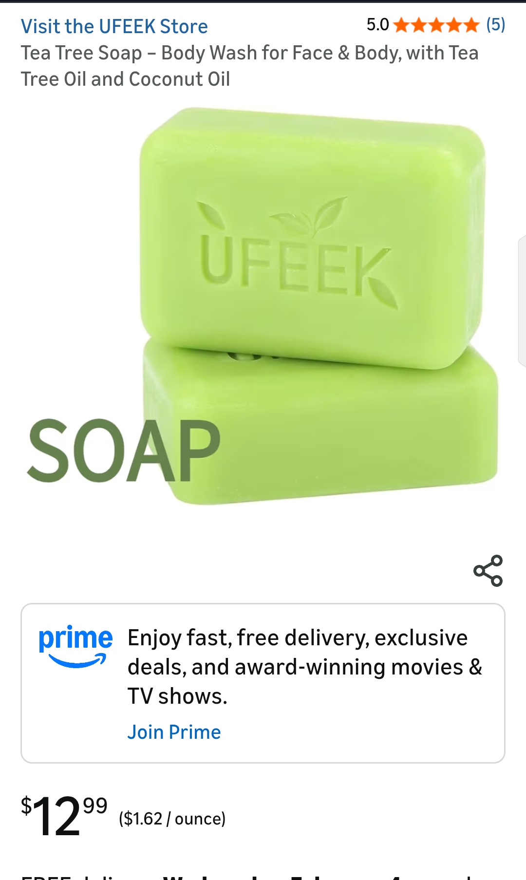 Tea Tree Soap Bar with Tea Tree Oil and Coconut Oil