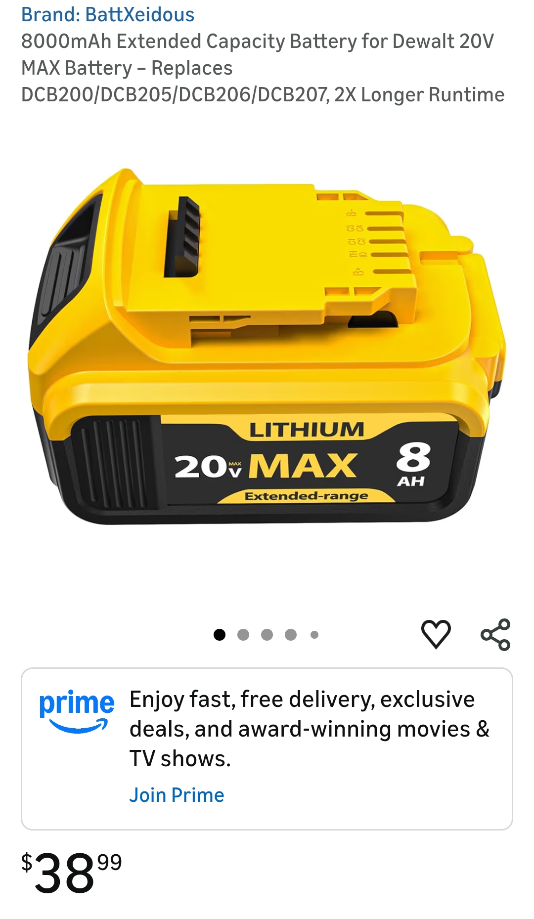 extended capacity battery for dewalt 20V max battery