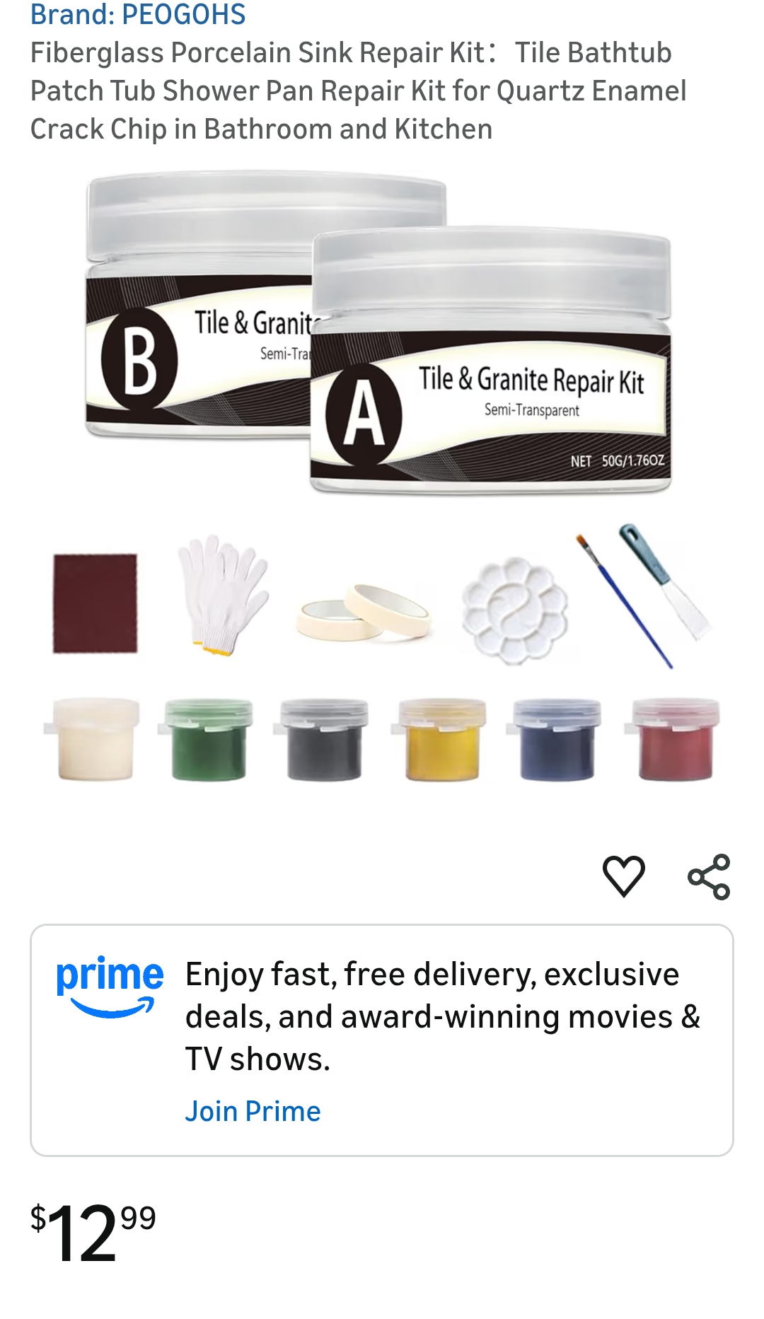 PEOGOHS Fiberglass Porcelain Sink Repair Kit