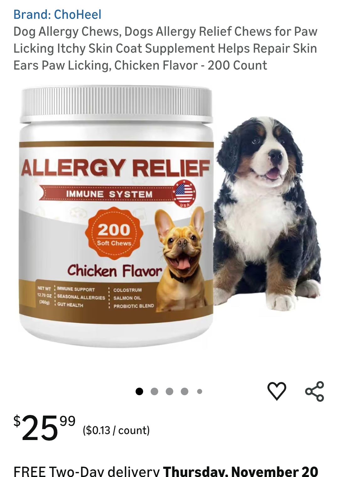 dog allergy itchy relief chews 200 ct