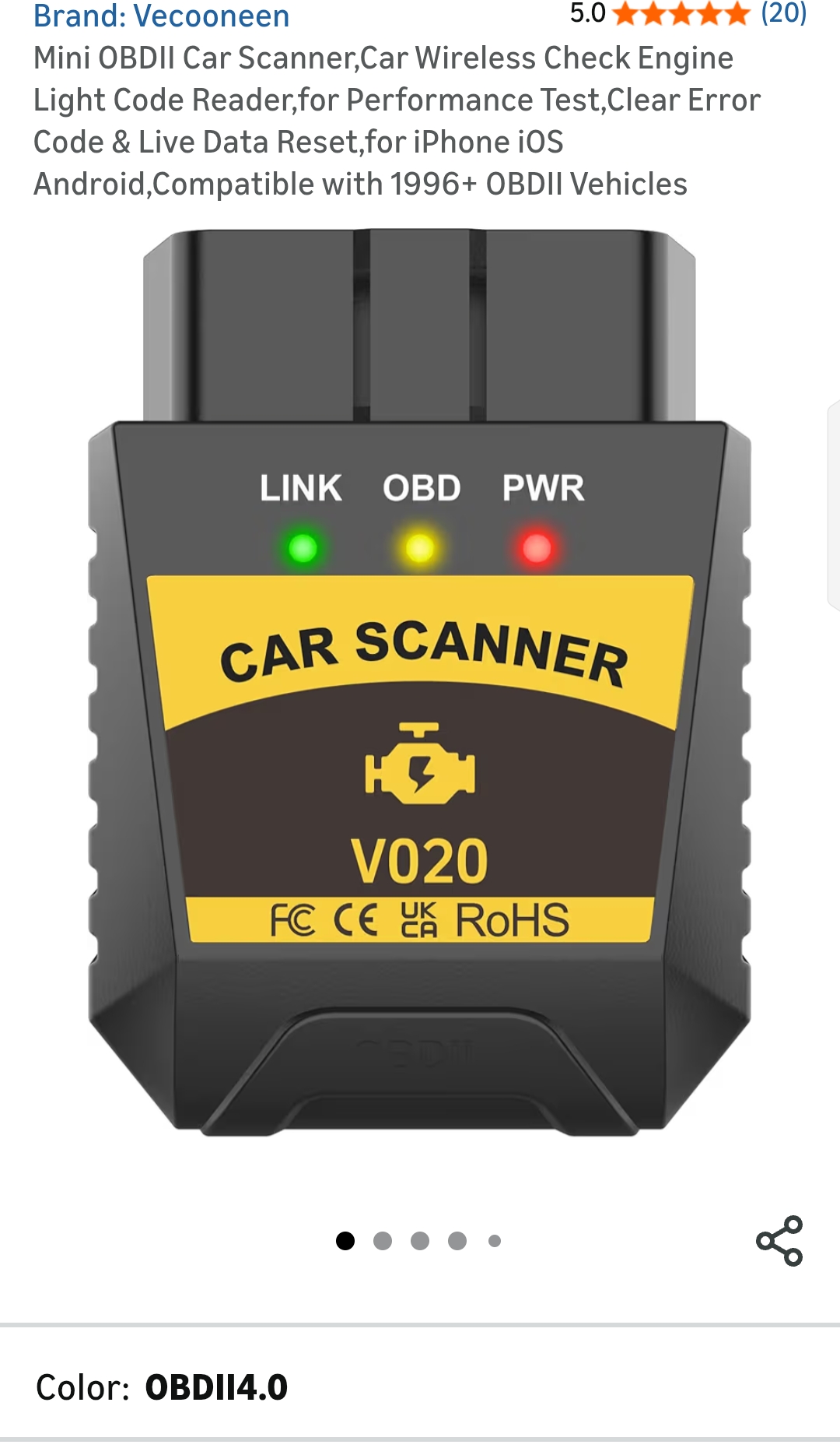 Vecooneen Mini OBD2 Car Scanner