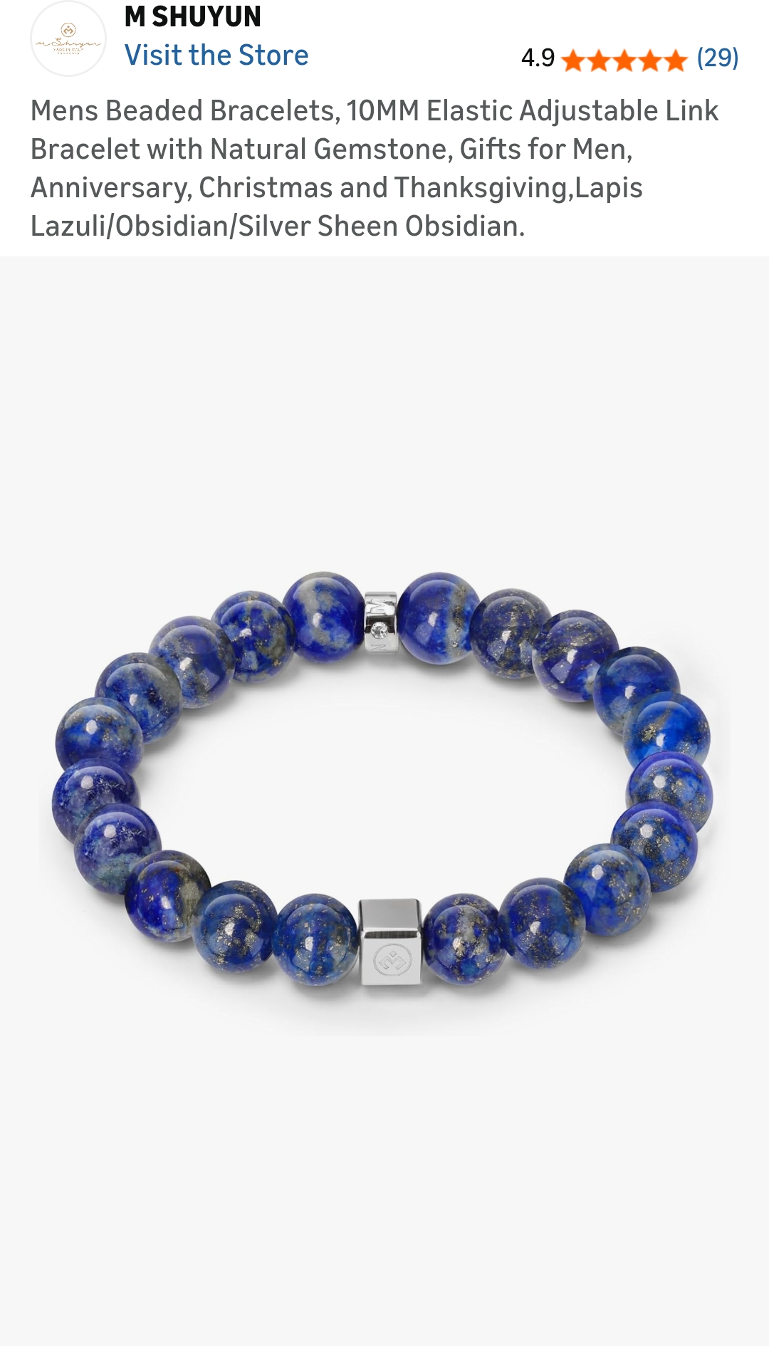 10mm elastic adjustable beaded bracelet