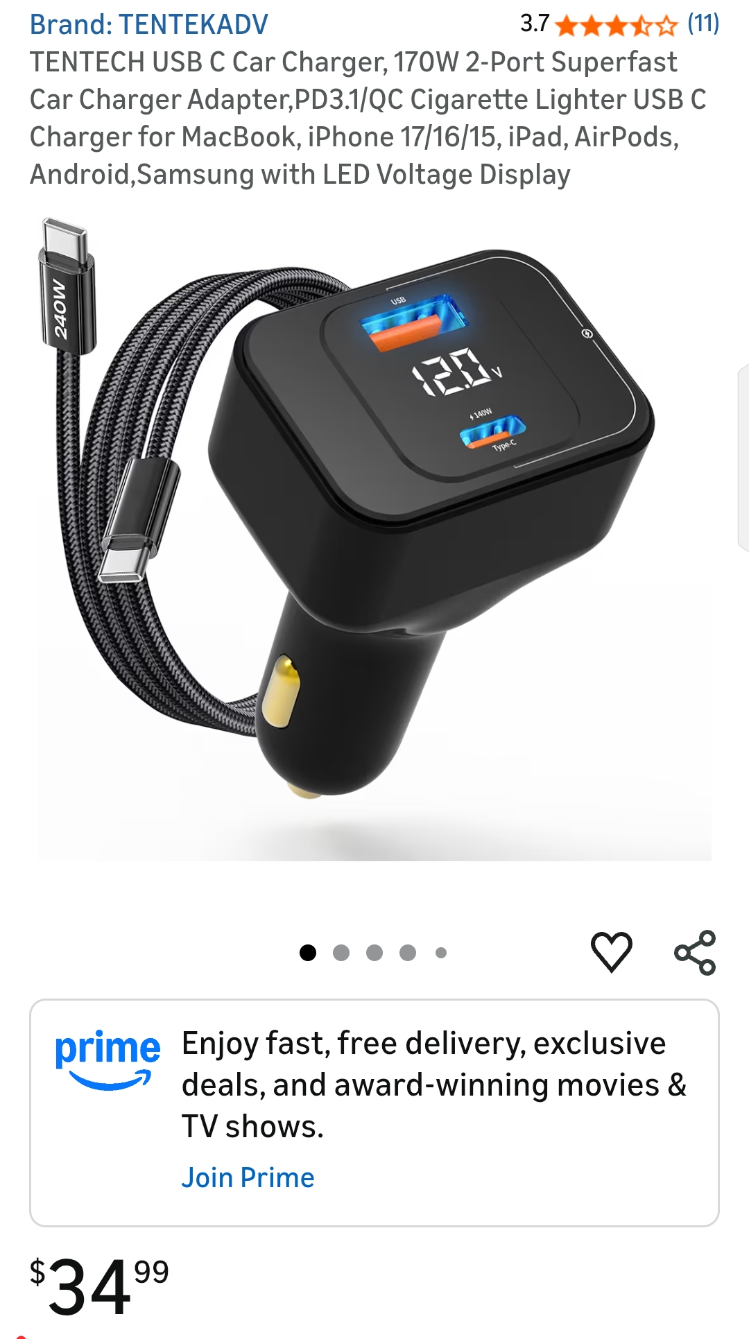USB C Car Charger