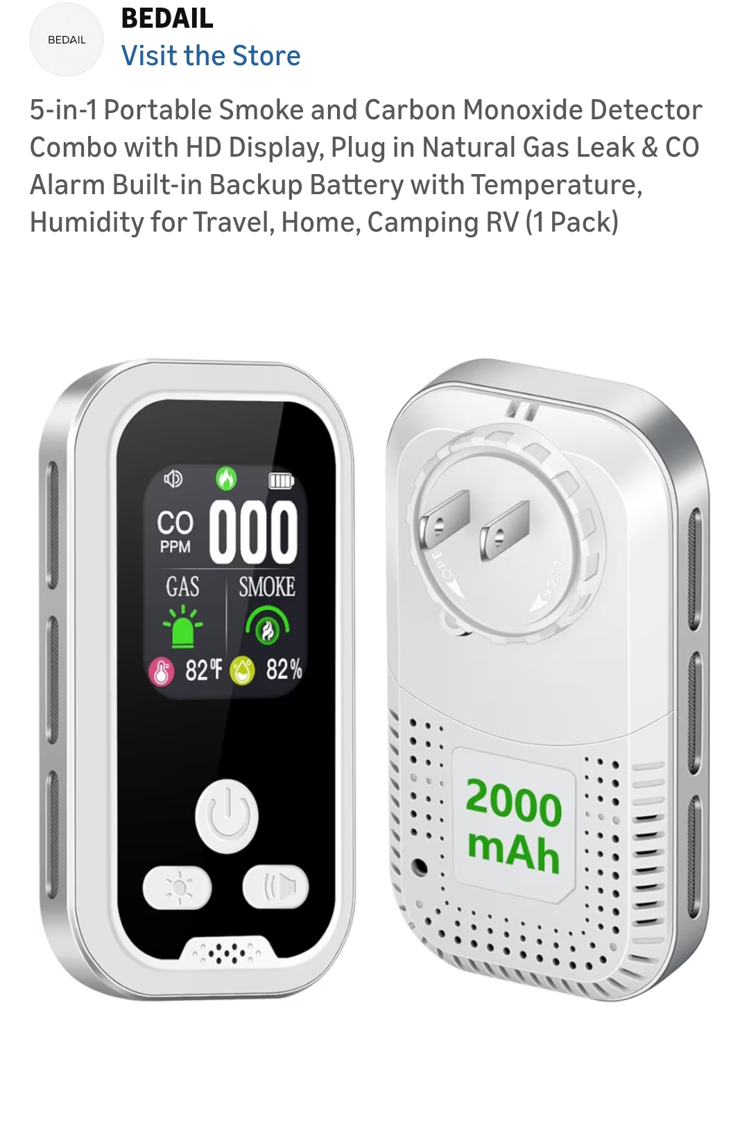 carbon monoxide smoke detector combo