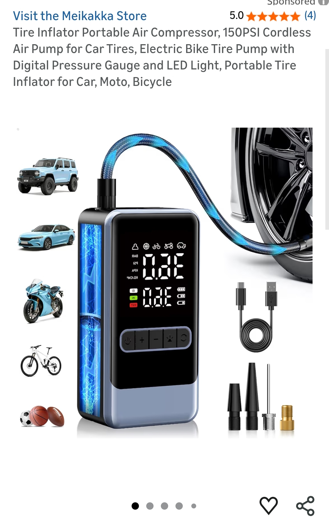 portable tire inflator for car