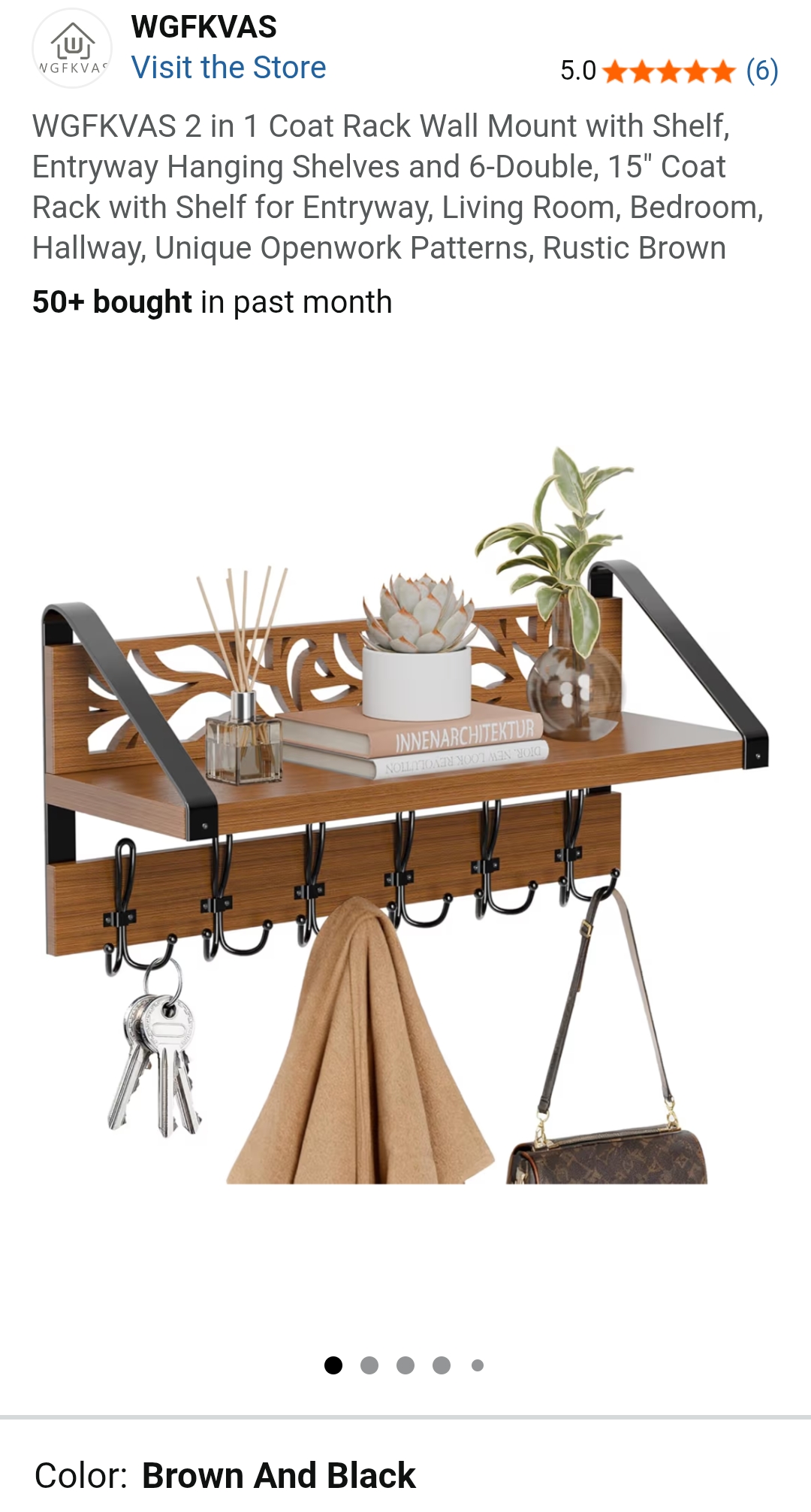 wall shelf with hooks