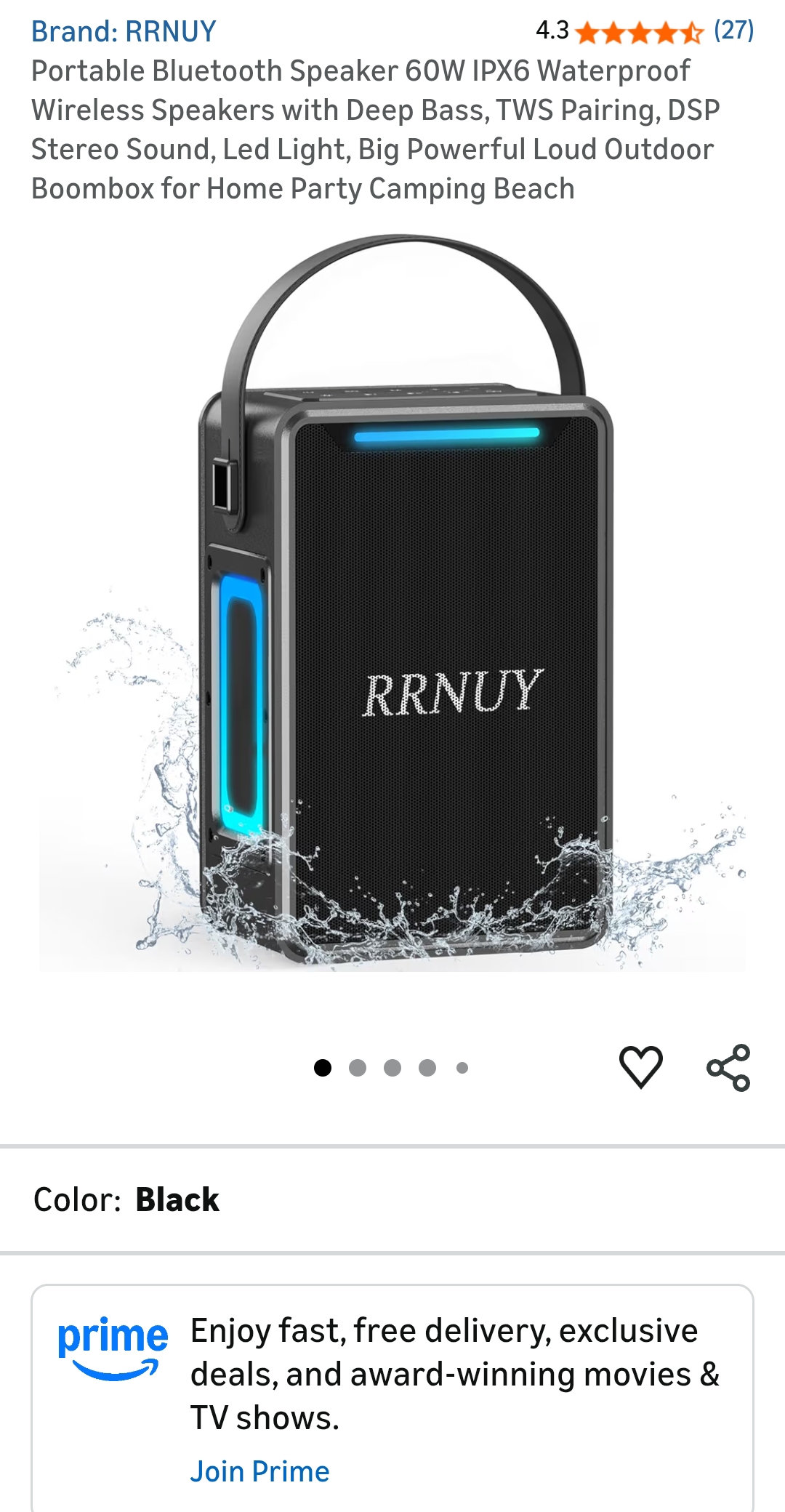 Portable Bluetooth Speaker 60W IPX6 Waterproof Wireless Speakers with Deep Bass