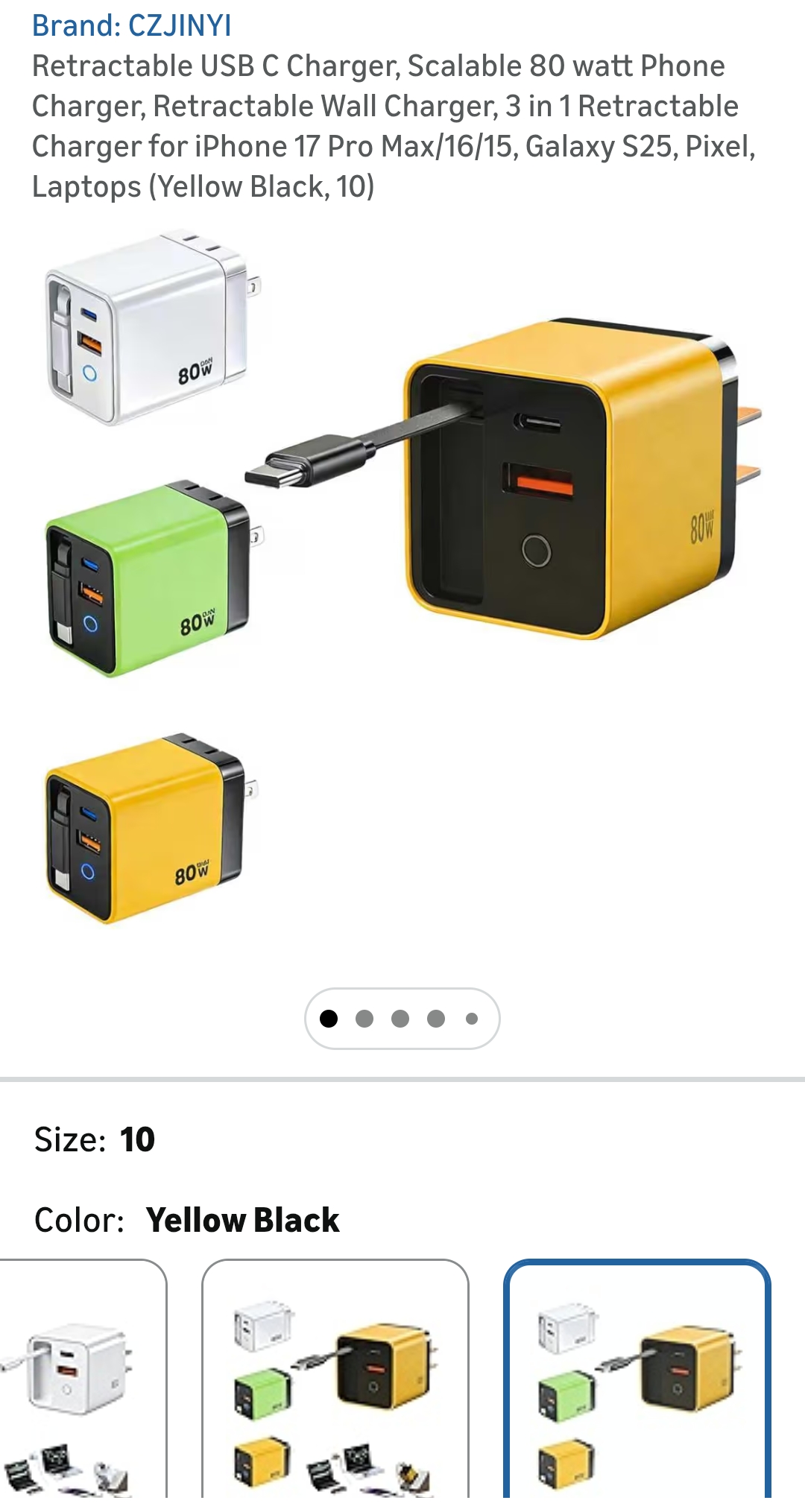 Retractable USB C Charger